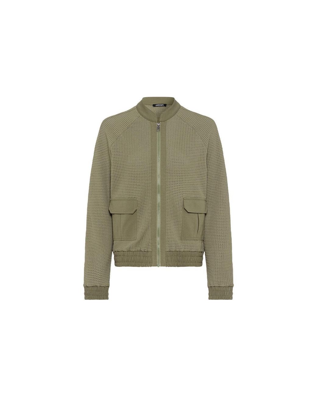 Olsen Green Mixed Media Zip Front Bomber Jacket
