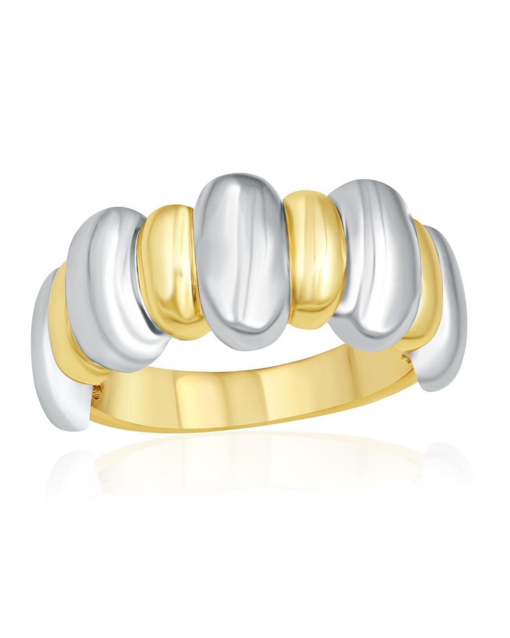 Simona Metallic Unique Alternating Polished Lined Ring