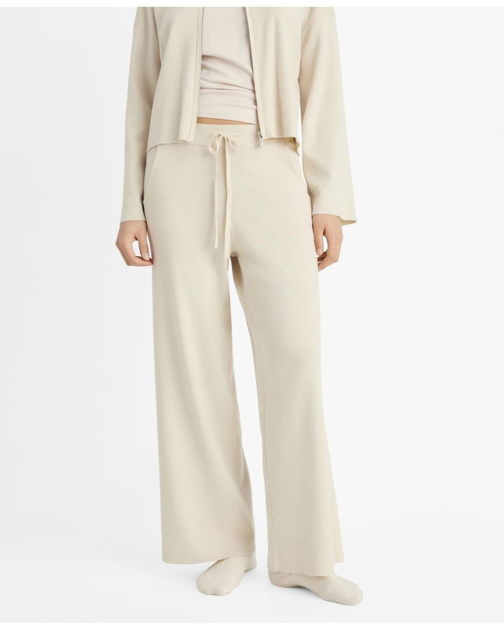 Mango Natural Ribbed Knit Pants