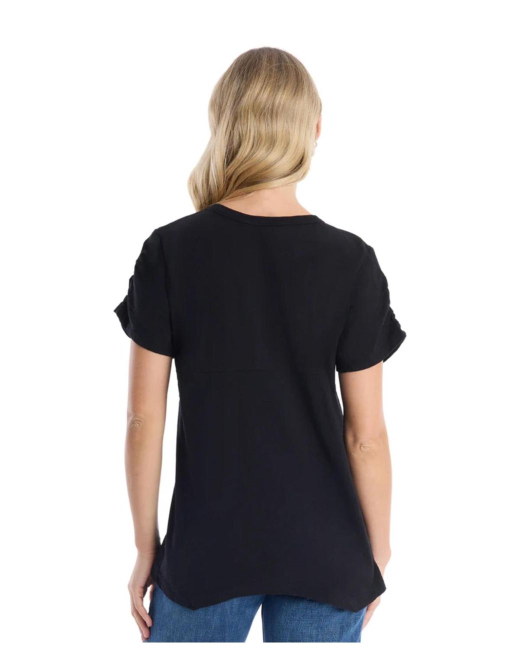 Wilt Blue Ruched Sleeve Tee