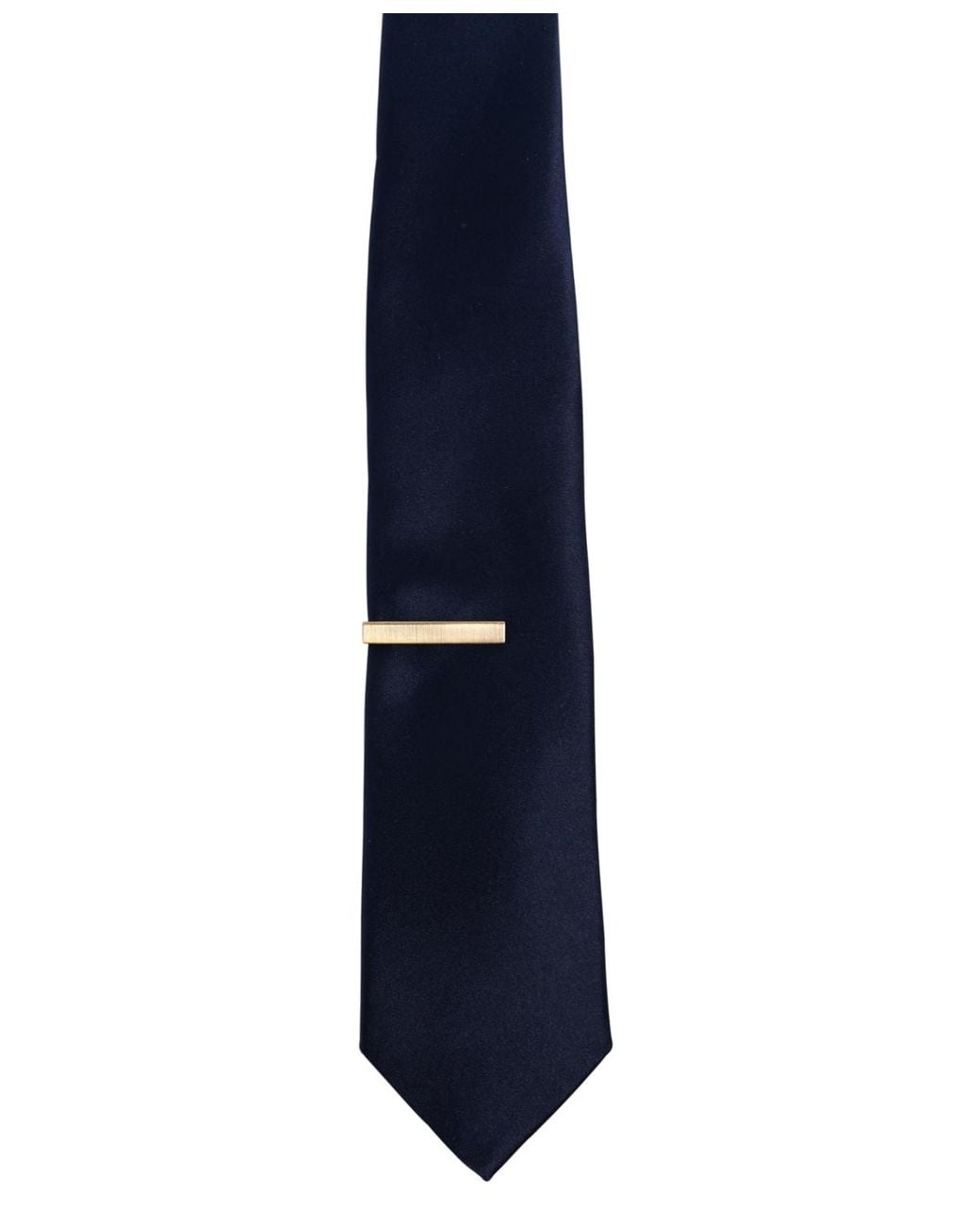 Con.struct Blue Solid Tie & 1" Tie Bar Set for men