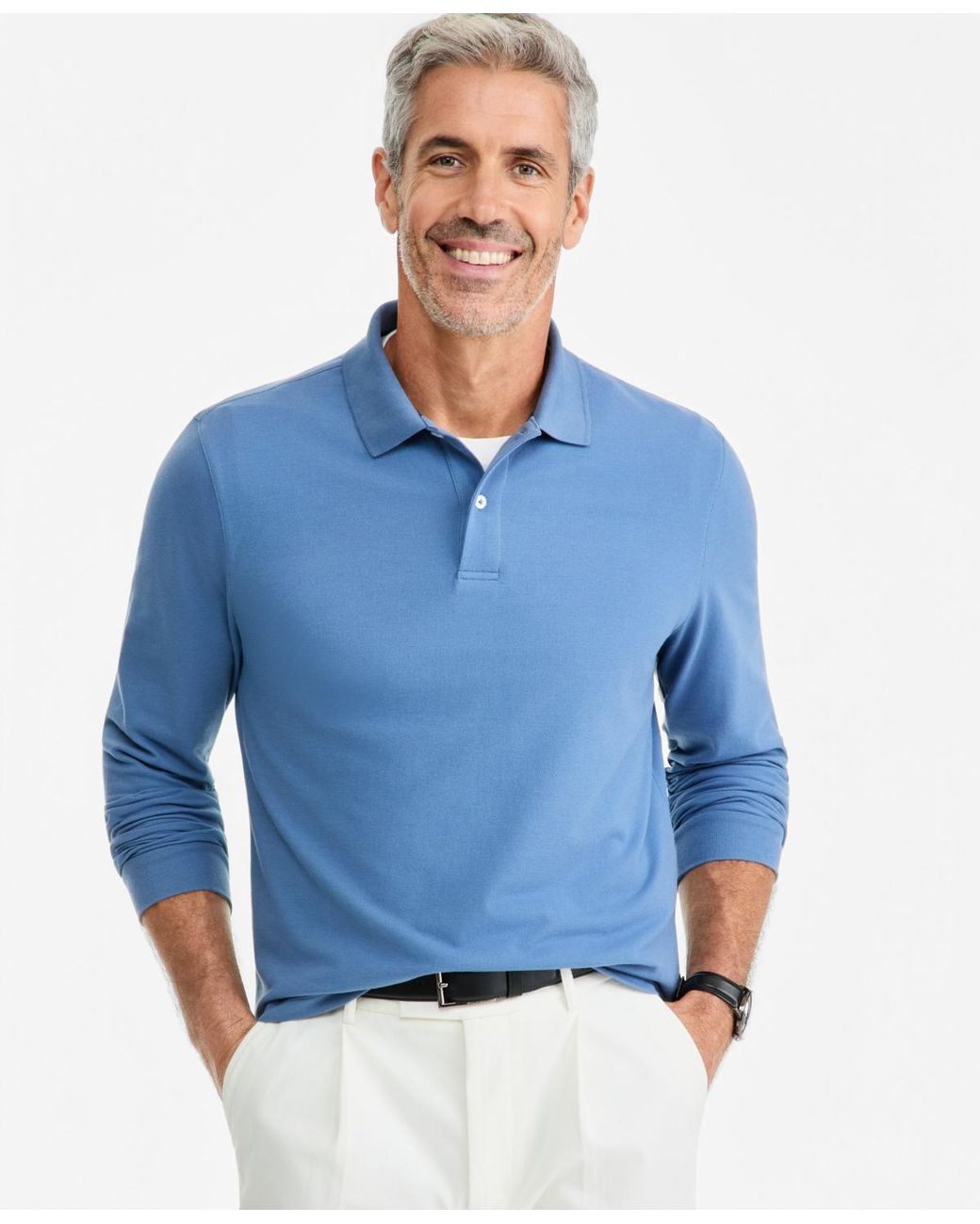 Club Room Blue Solid Stretch Polo for men