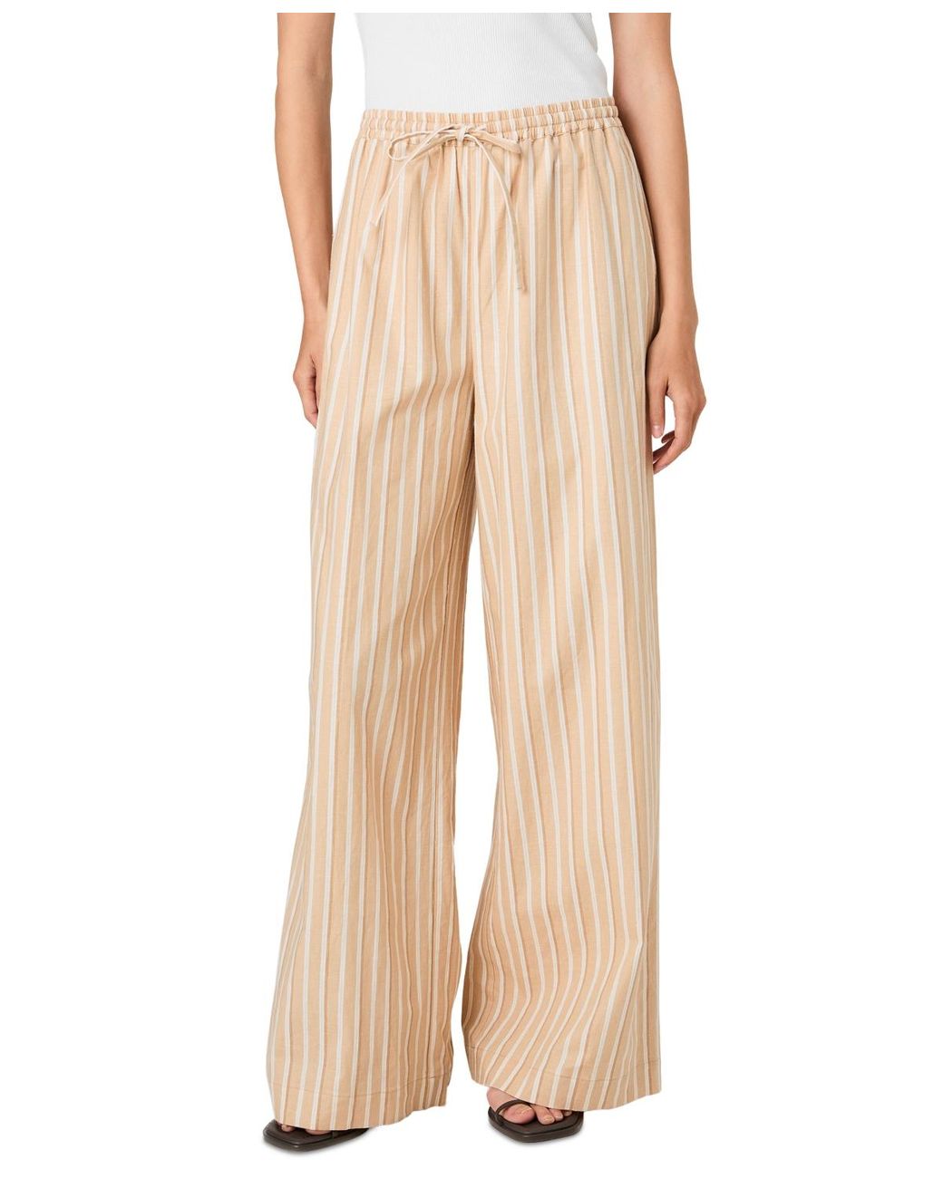 French Connection Natural Striped Drawstring Pants