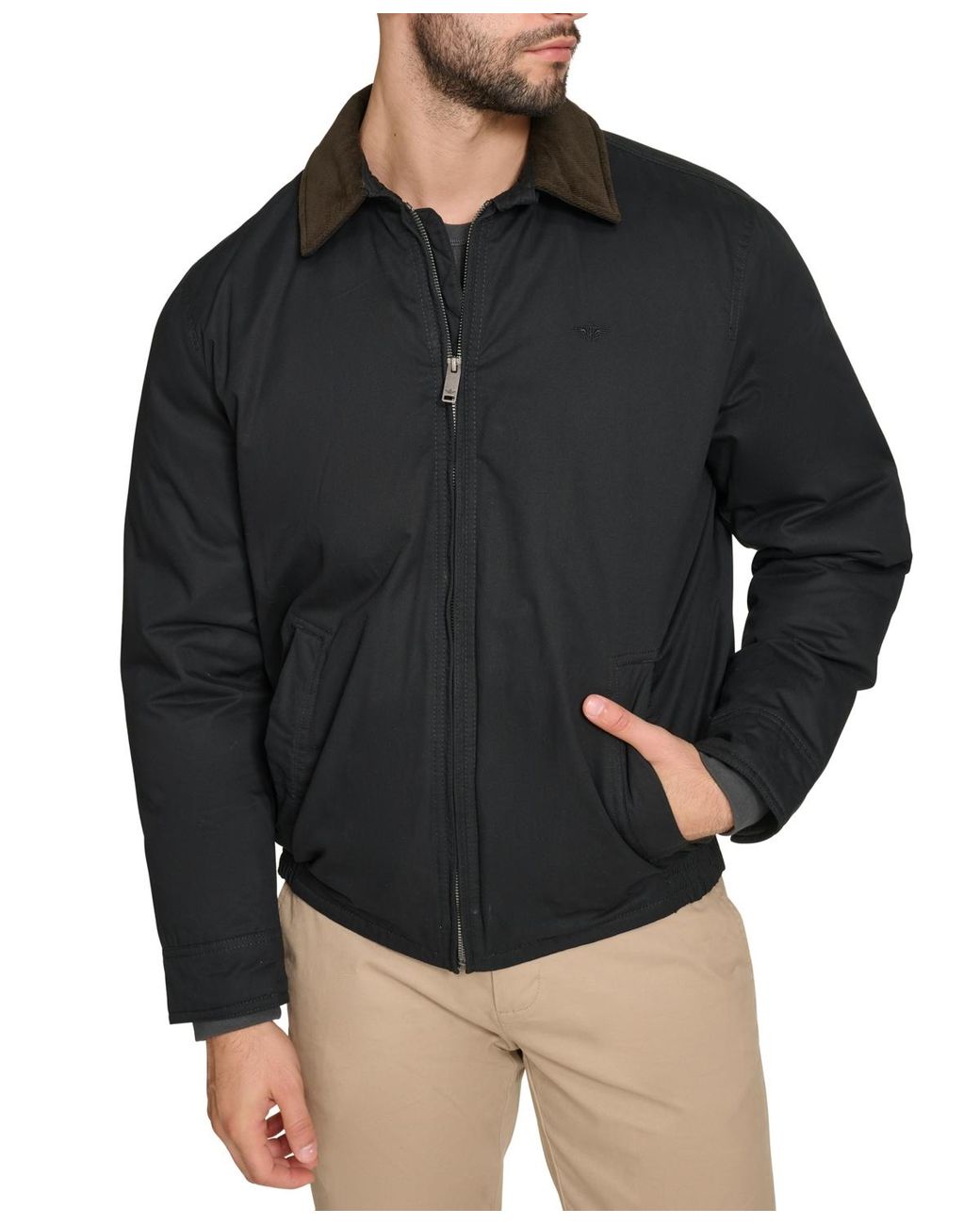 Dockers Black Cotton Twill Bomber Jacket for men
