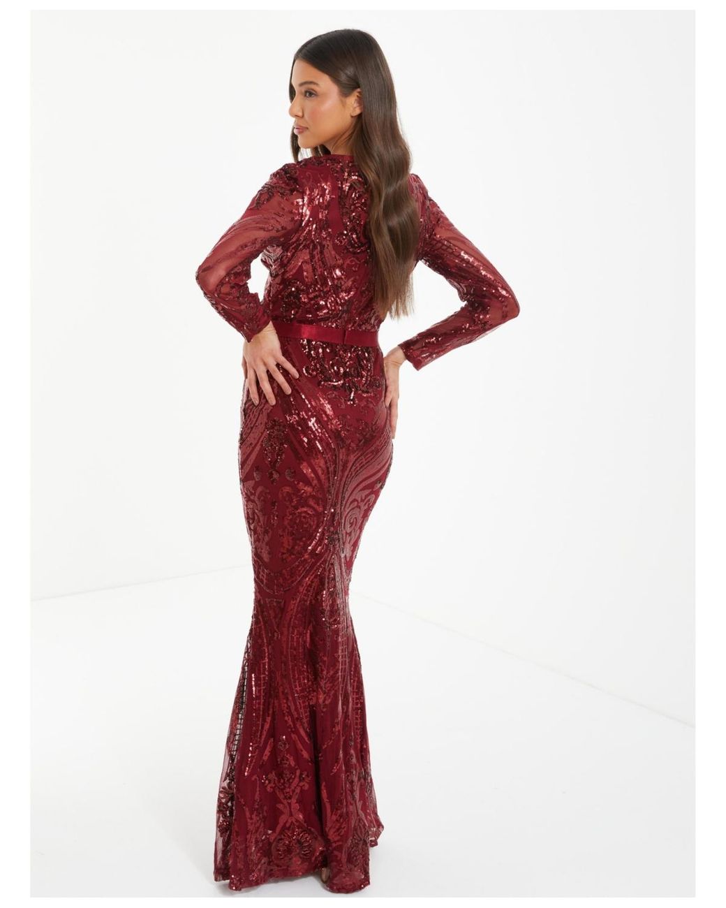 Quiz Sequin Evening Dress in Red Lyst