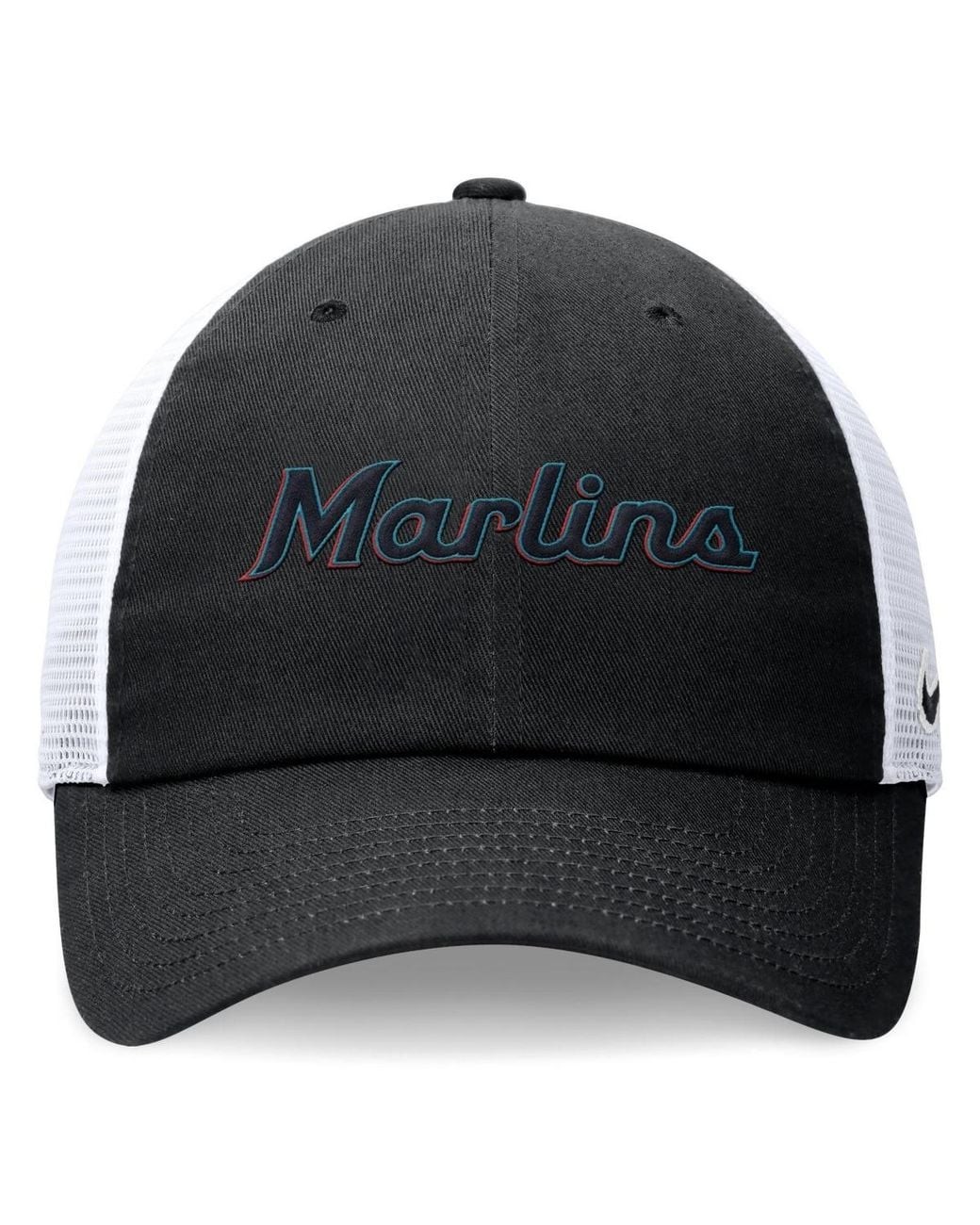 Nike Black Miami Marlins Wordmark Adjustable Trucker Hat for men