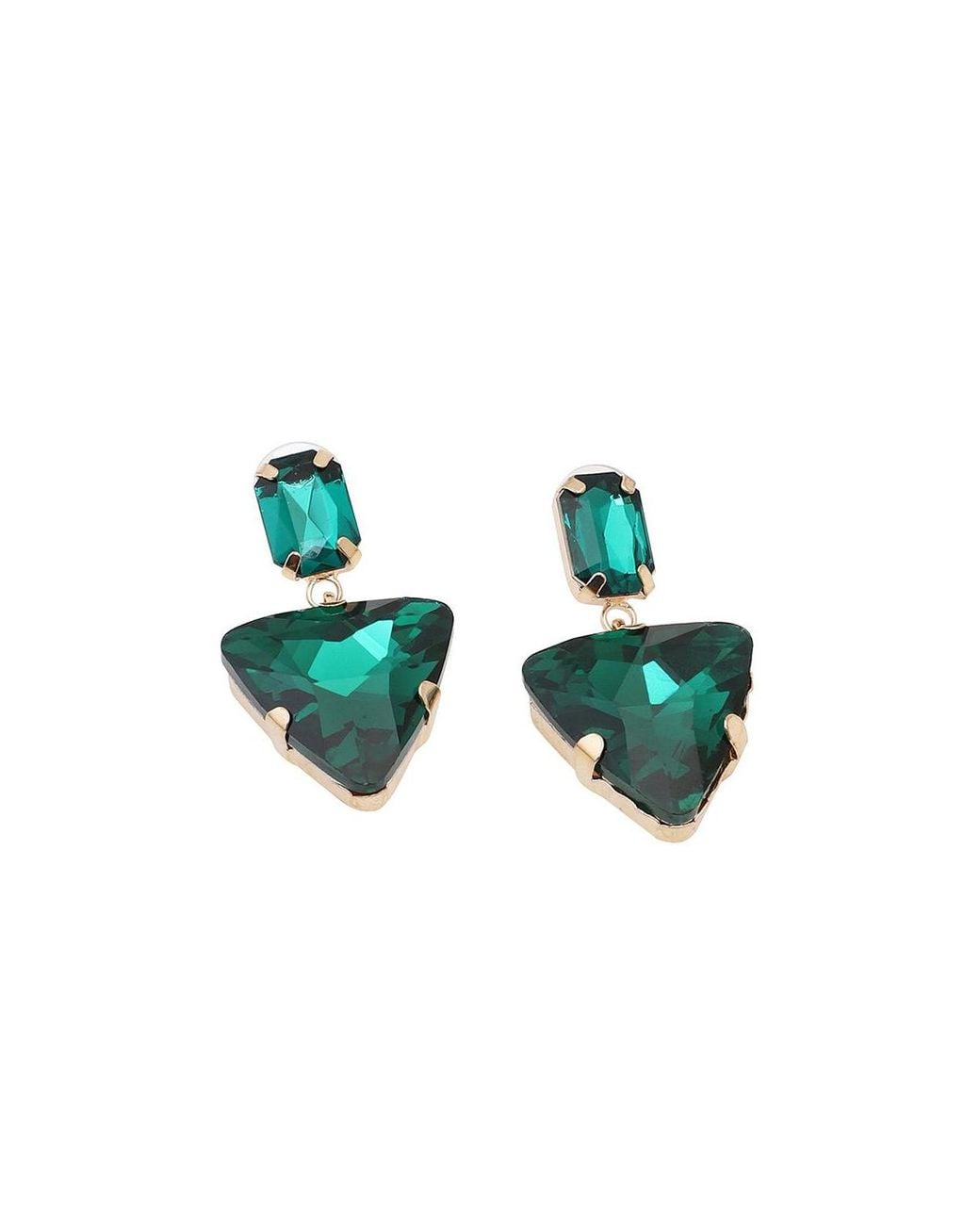 SOH Green Triangle Stone Drop Earrings