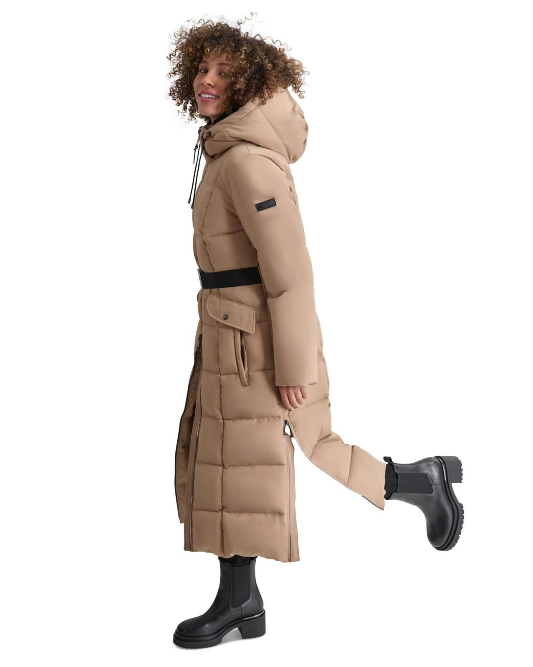Faux Fur Coat Womens Coats Dkny Wrap Coat DKNY Maxi Belted Hooded
