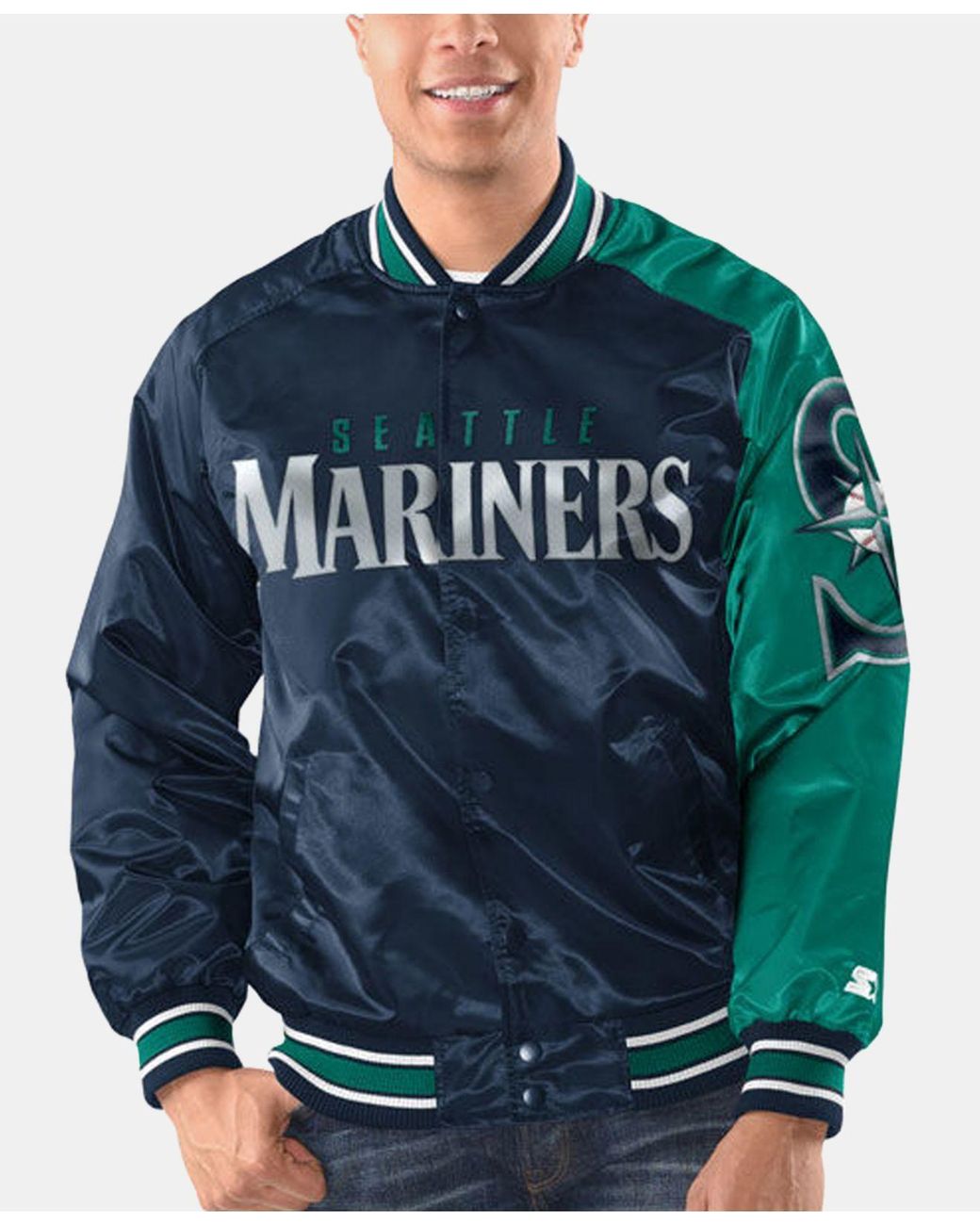 Starter Seattle Mariners Dugout Satin Jacket in Blue for Men | Lyst