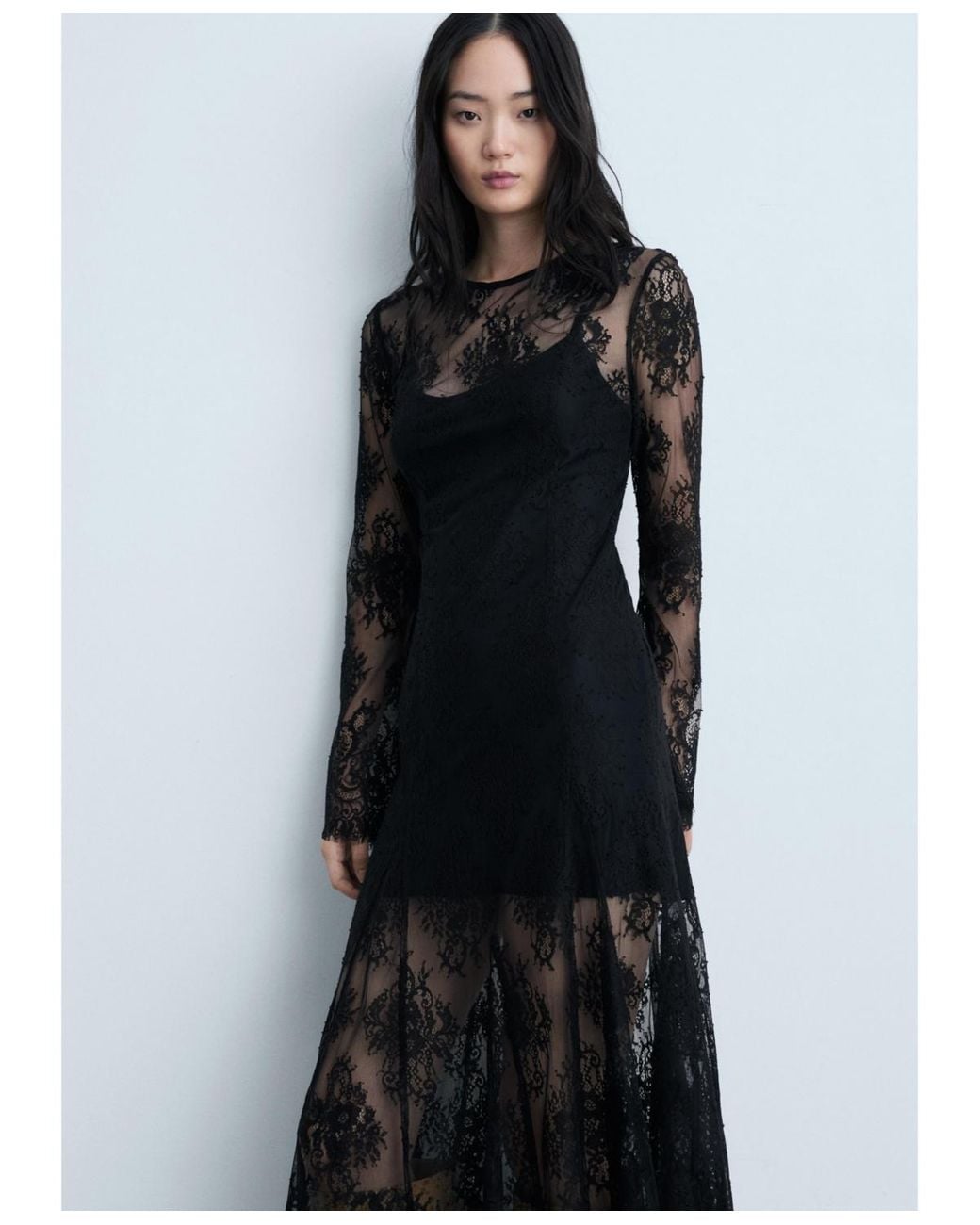 mango long sleeve lace dress Mango Black Lace Sheath Dress Size 4 Lined Mini Long Sleeve Cocktail Party