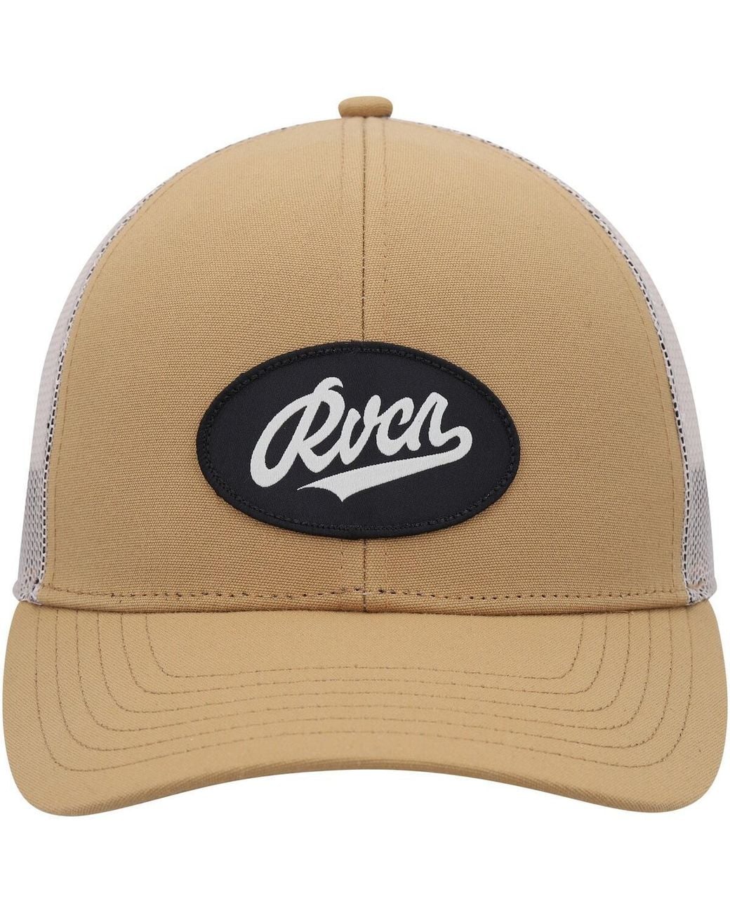 RVCA Natural Work Script Trucker Snapback Hat for men