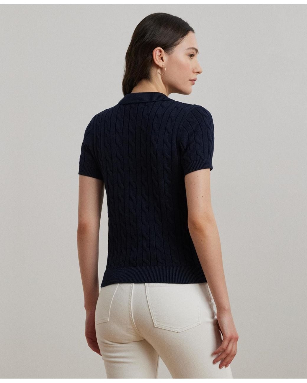 Ralph Lauren Blue Cable-knit Polo Shirt