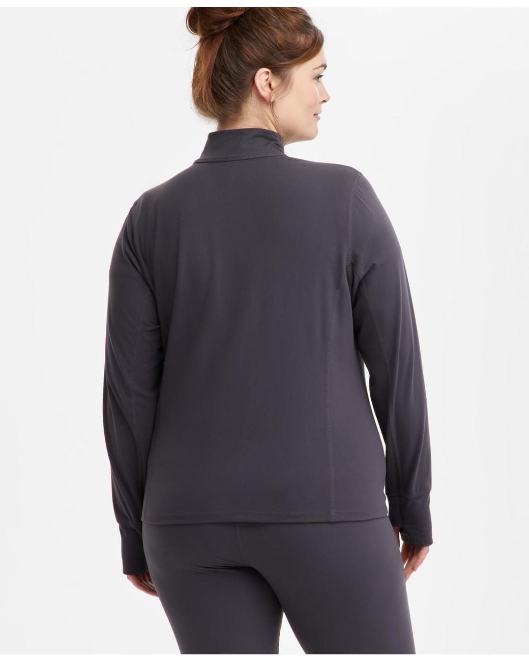 ID Ideology Blue Plus Size Soft Flex Solid Full-zip Jacket