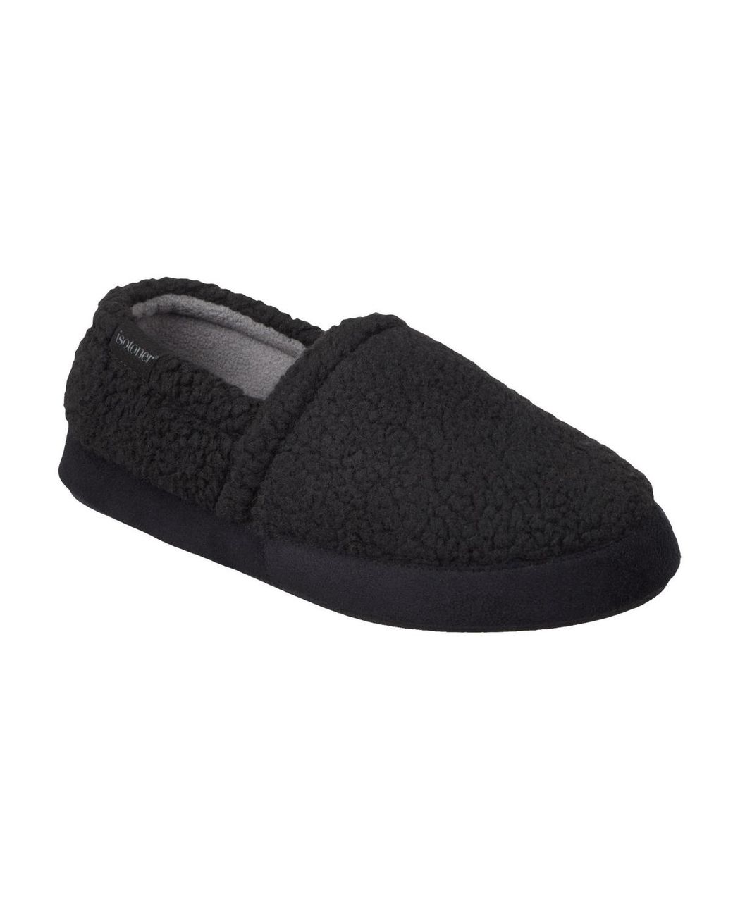 Isotoner Black Berber Closed Back Slippers for men