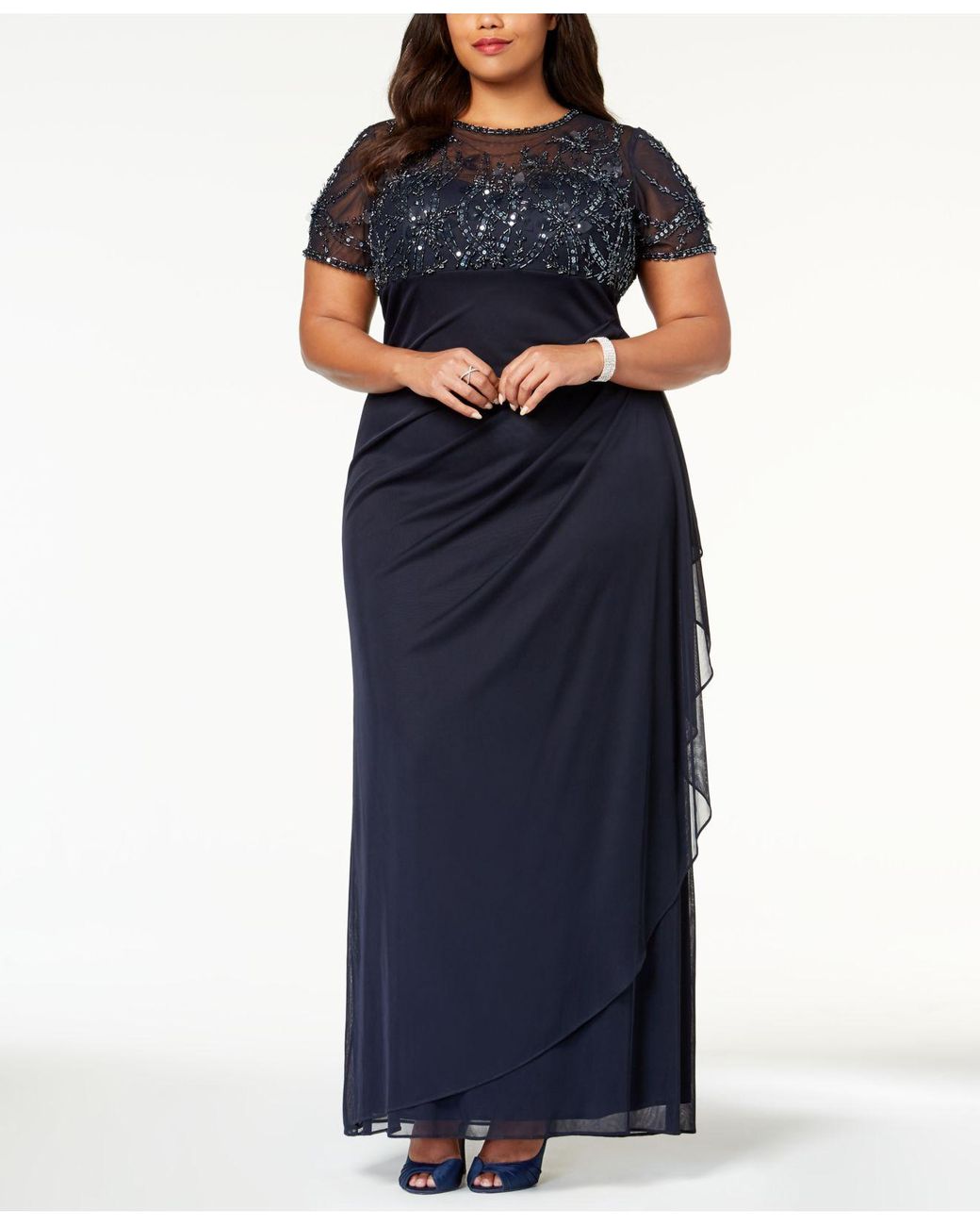 Xscape Plus Size Embellished Empire-waist Gown in Blue | Lyst