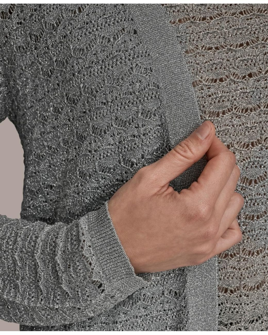 Donna Karan Gray Long-sleeve Open Front Cardigan