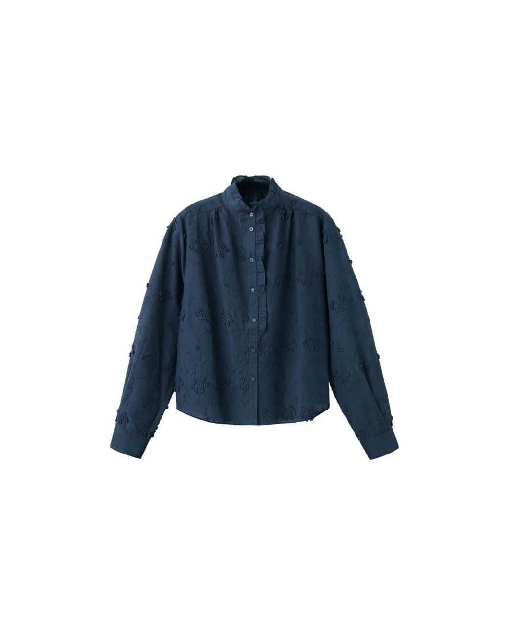 Mango Ruffle-detail Embroidered Blouse in Blue | Lyst