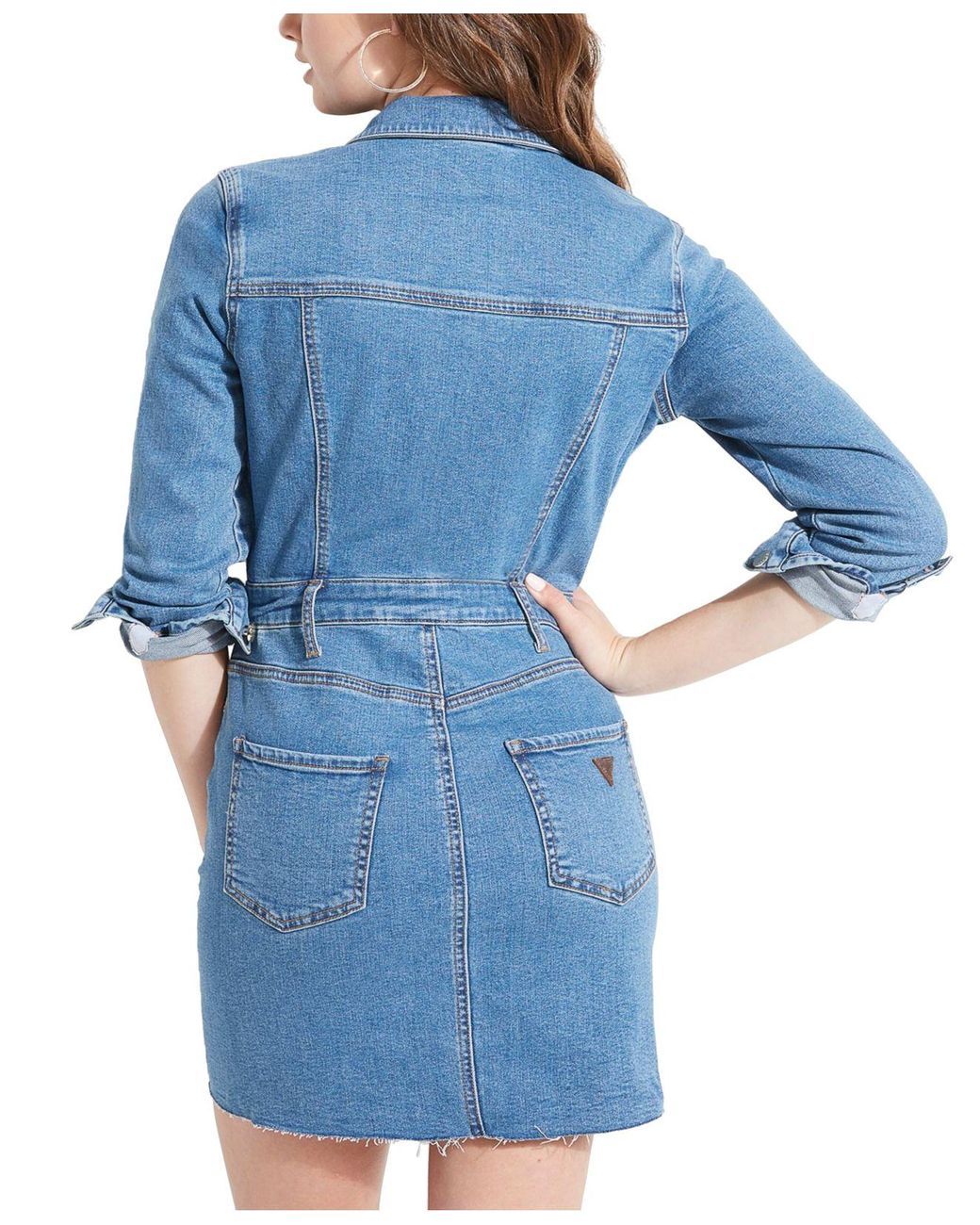 long sleeve fitted denim dress