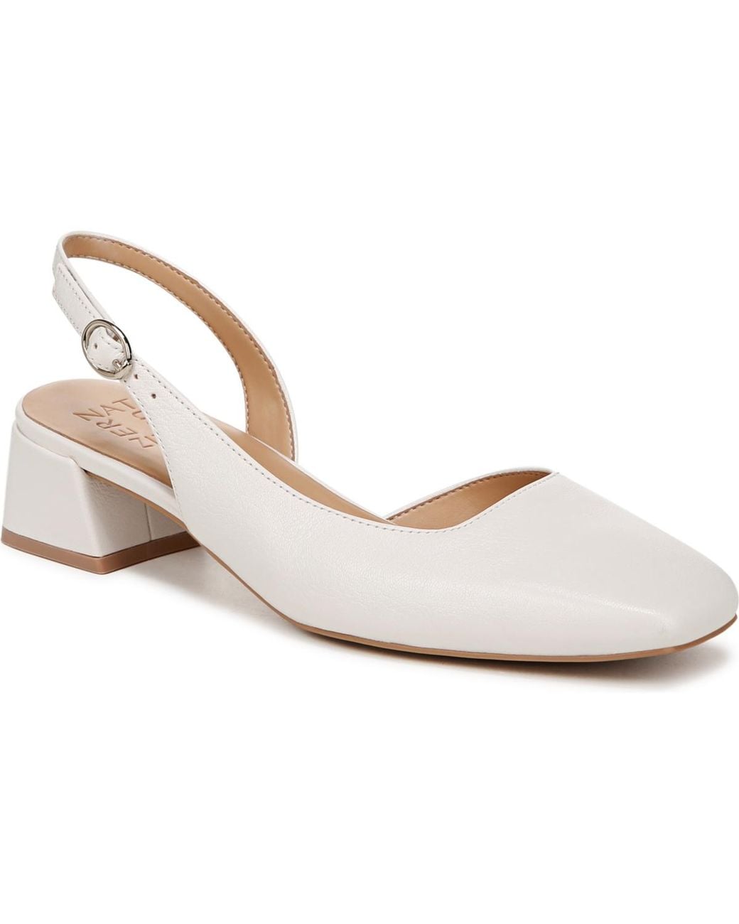 Naturalizer White Jayla Mid-heel Square Toe Slingback Pumps