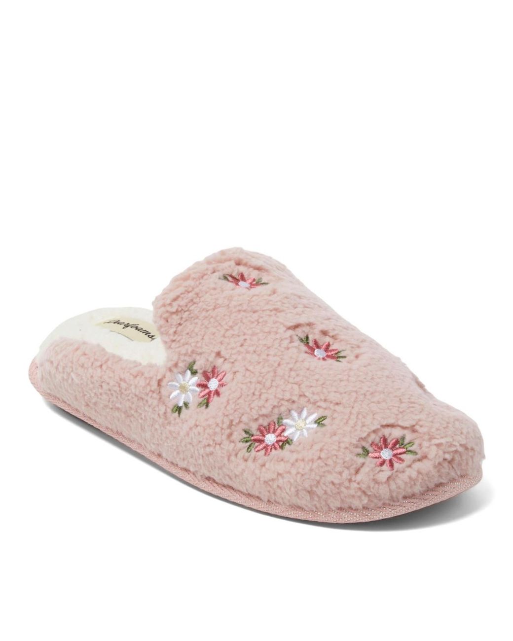 Dearfoams Pink Christmas Tree Teddy Scuff Slipper