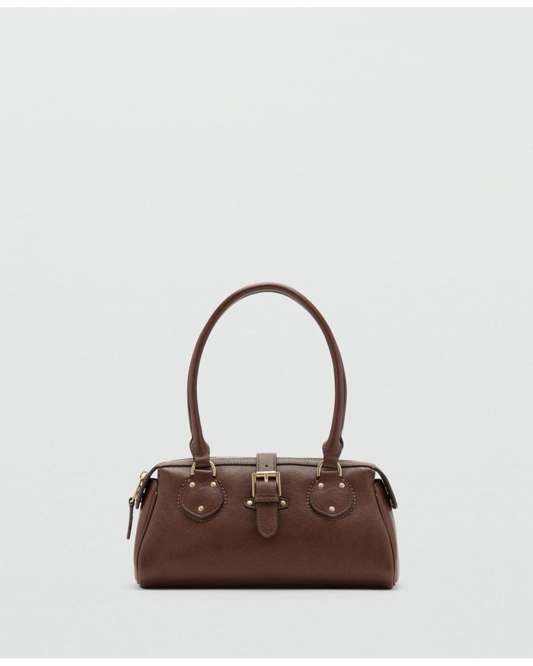 Mango Brown Buckle Shoulder Bag