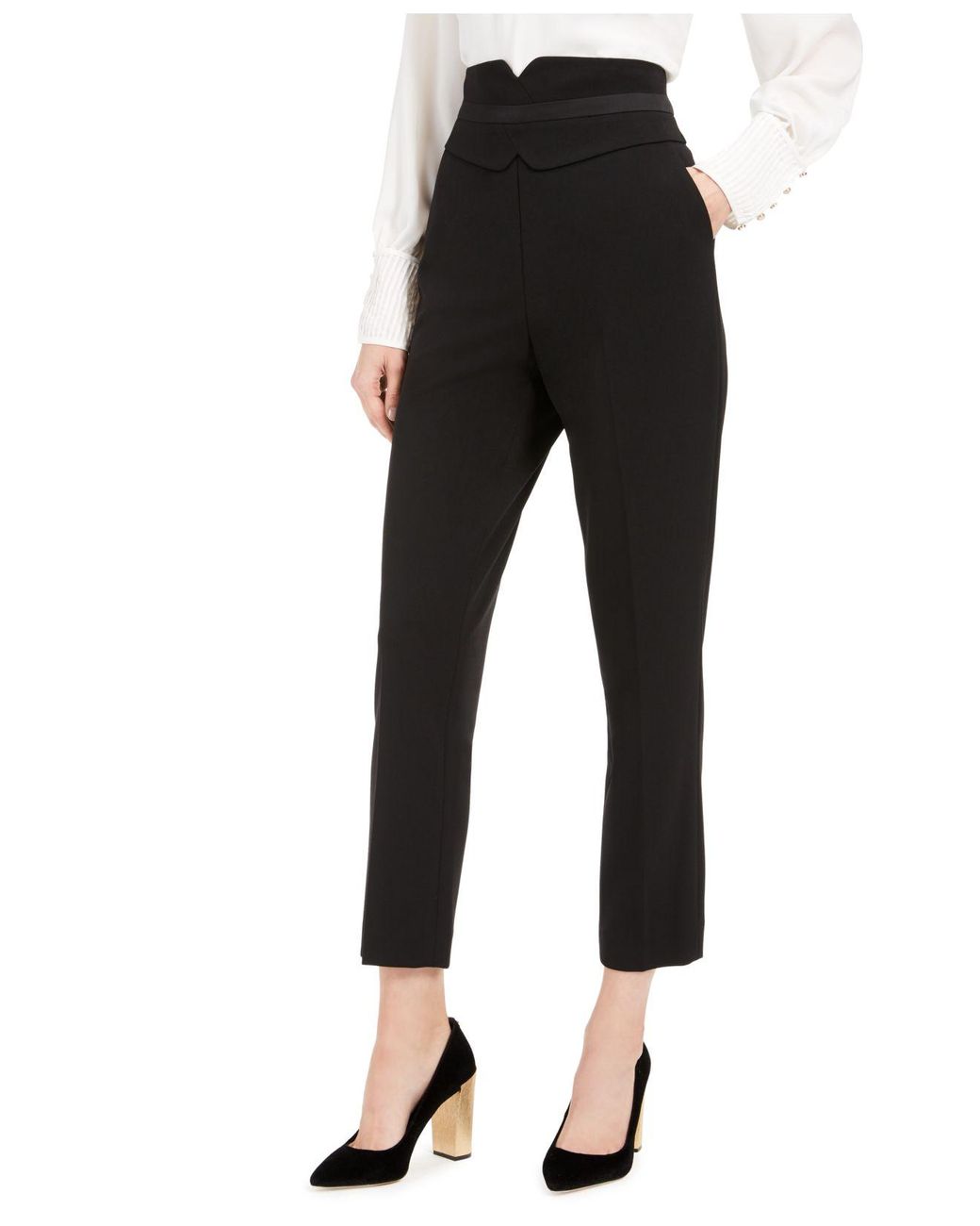 Calvin Klein Petite High-waist Tuxedo Pants in Black | Lyst