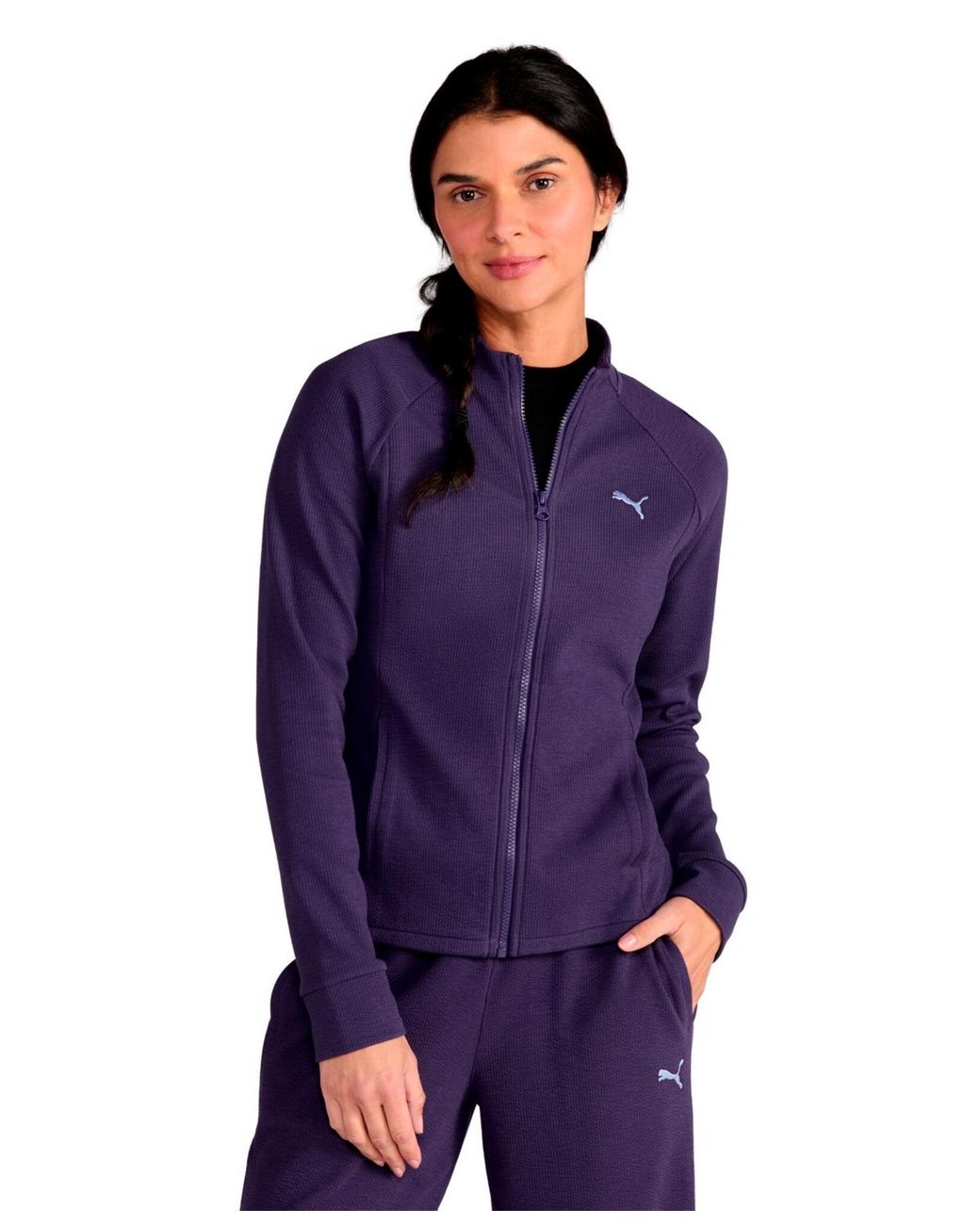 PUMA Purple Textured Knit Full-zip Jacket