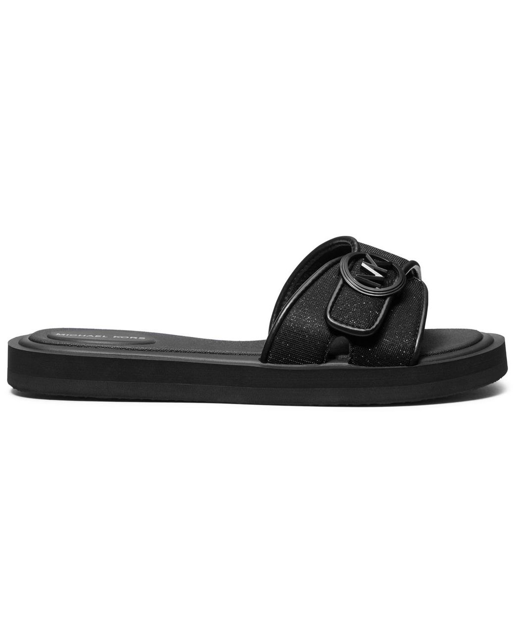 Michael Kors Black Open Toe Mk Pool Slides Sandals