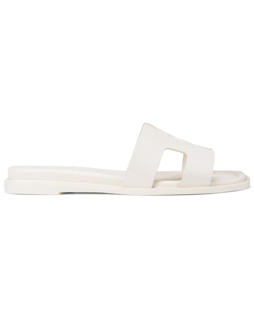 DKNY White Columba Slide Flat Sandals
