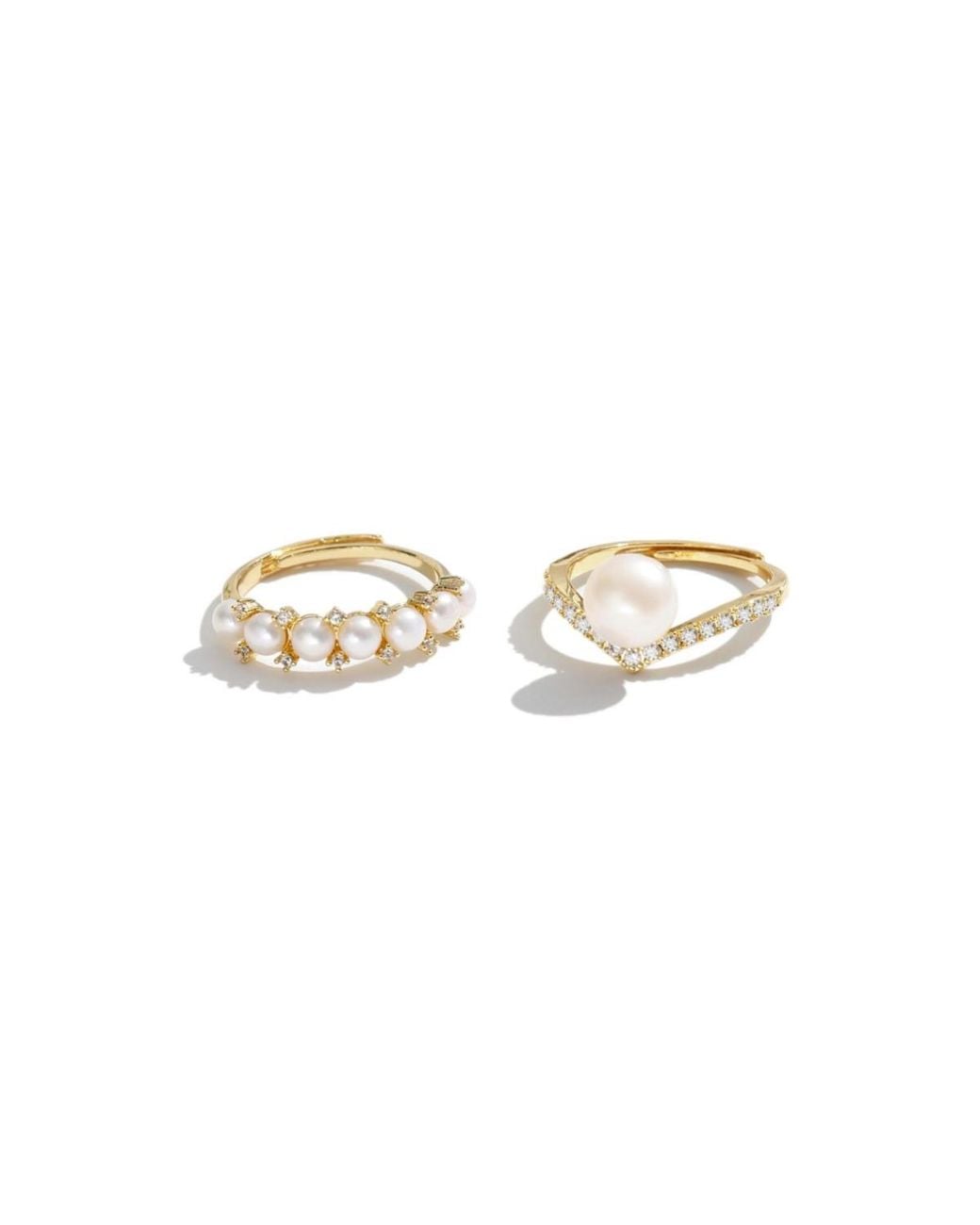 Classicharms White Freshwater Pearl Stackable Ring Set