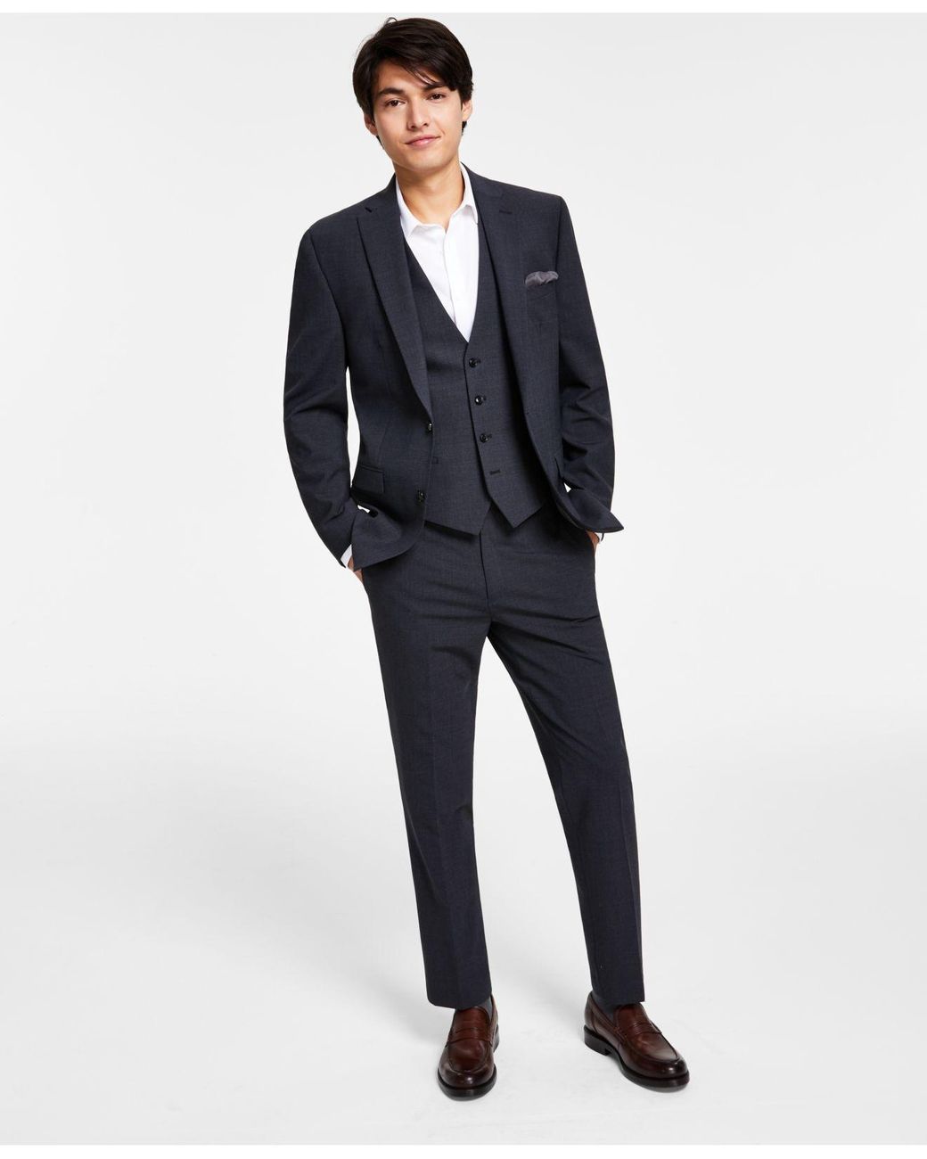 Bar Iii Slimfit Solid Wool Suit Separates, Created For Macy's in Blue