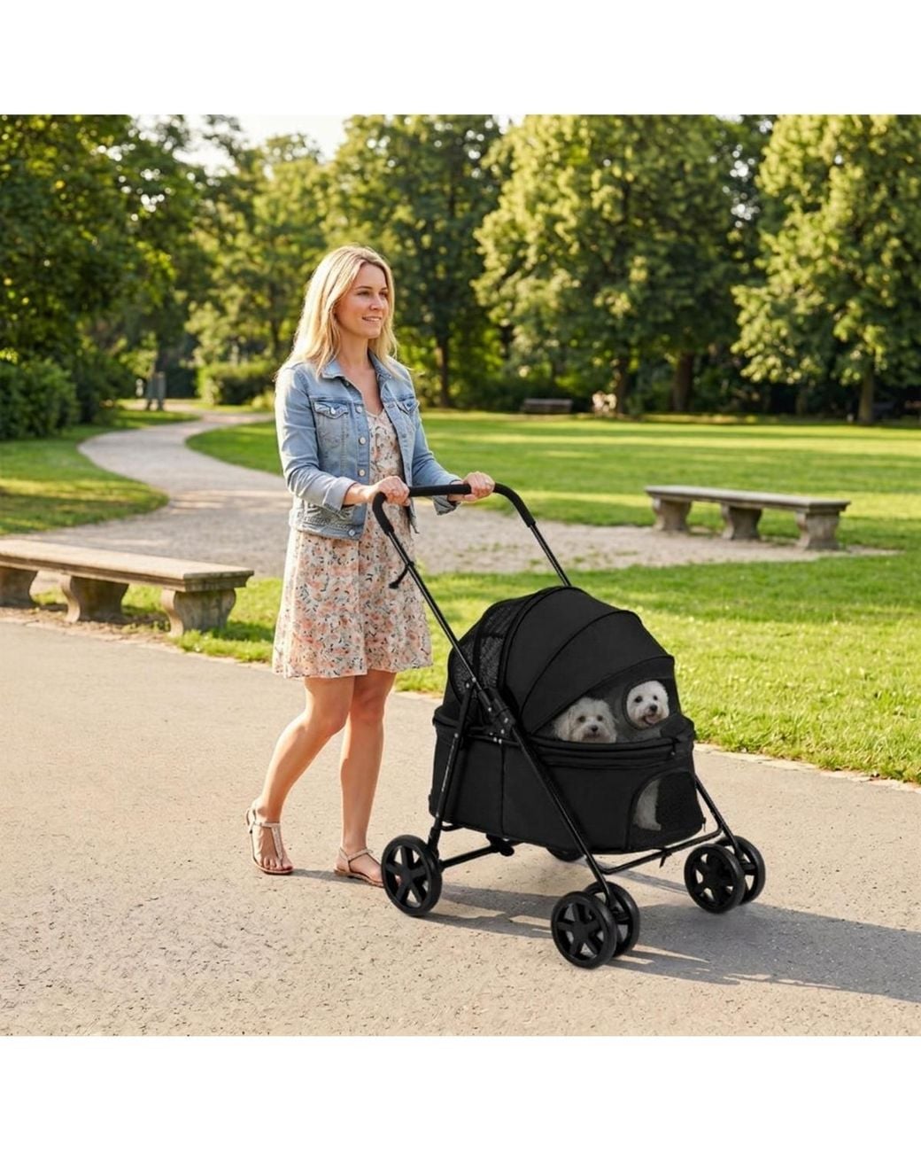 Hongge Black Foldable Pet Stroller