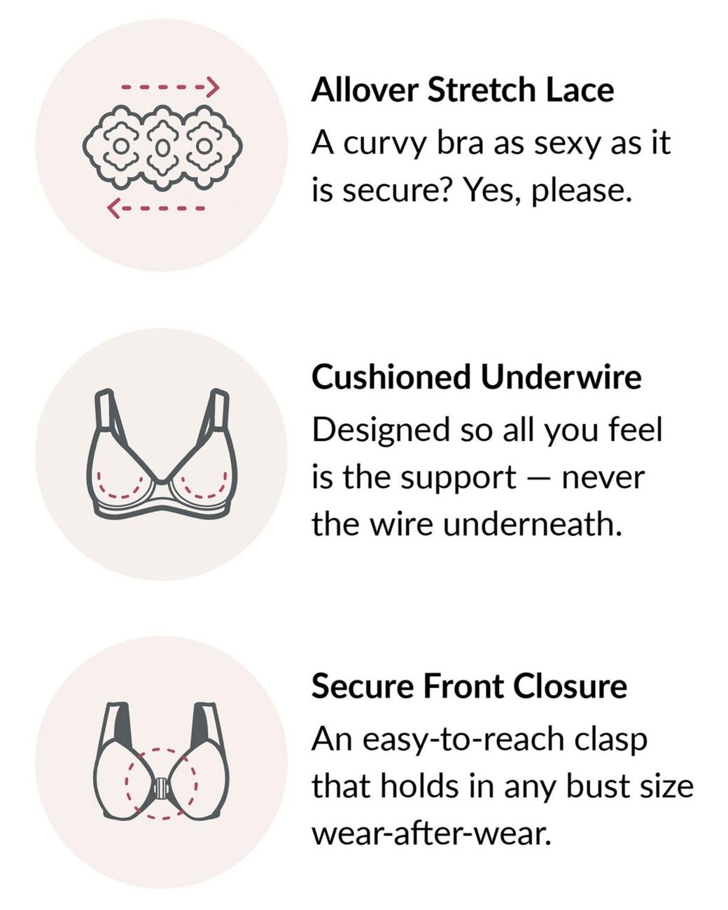 Glamorise Full Figure Plus Size Wonderwire Front Close Stretch Lace Bra ...