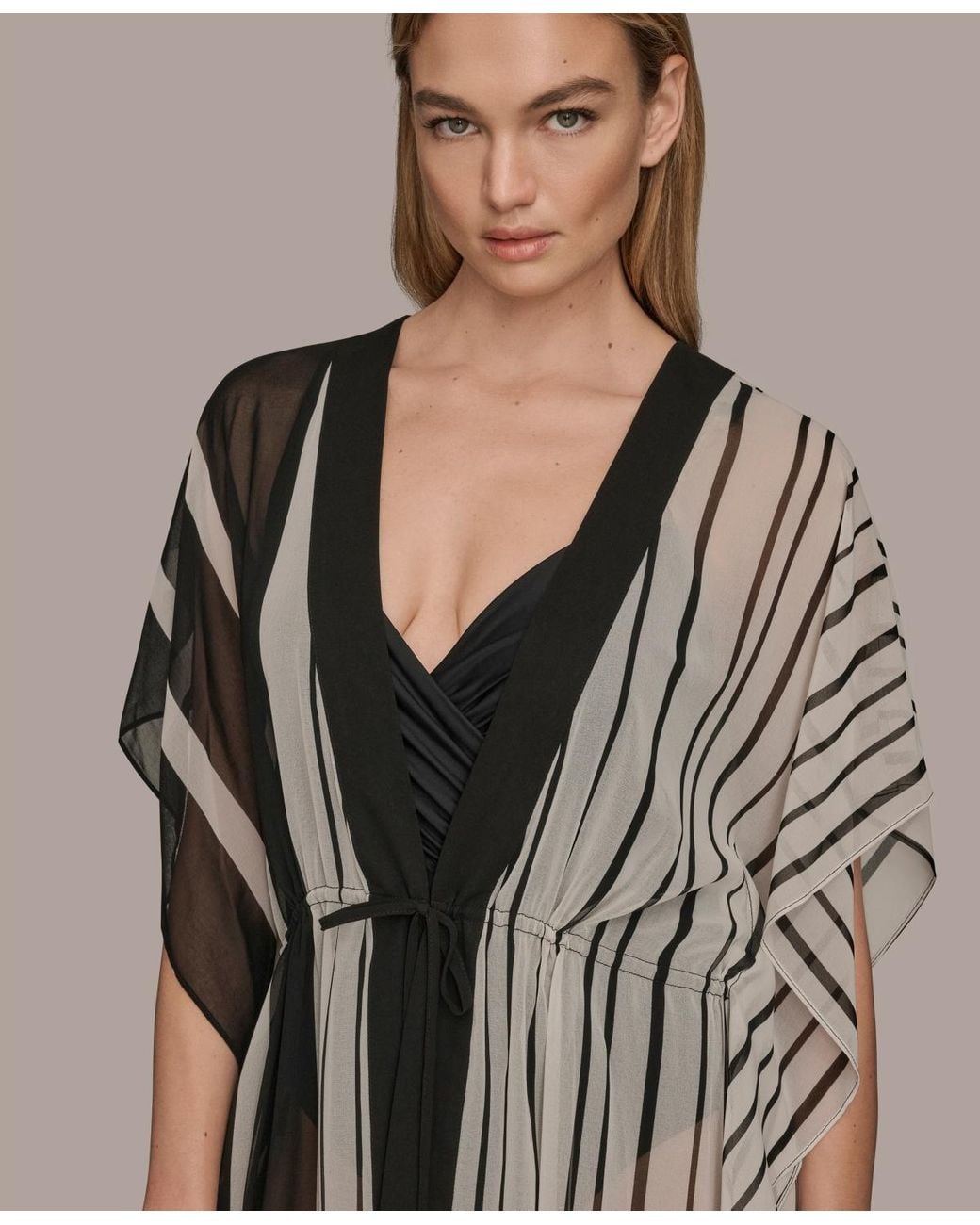 Donna Karan Brown Donna Karan Tie-front Maxi Kaftan