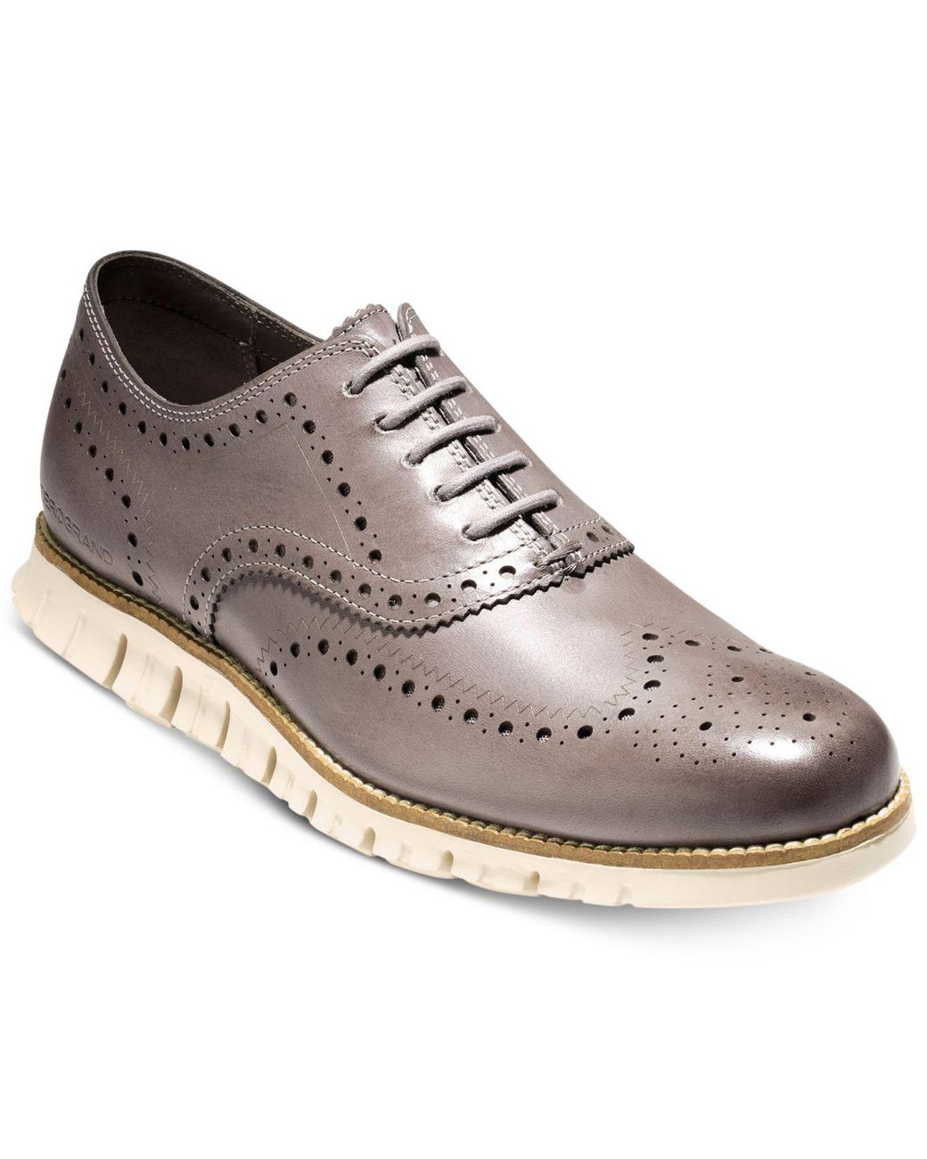 cole haan zerogrand stitchlite gray wingtip oxfords