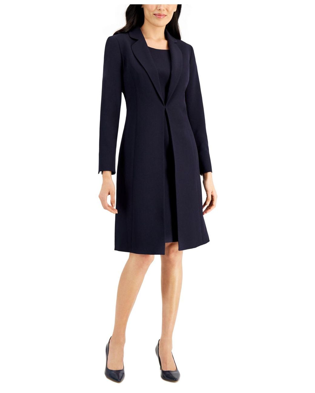 Le Suit Long Jacket Dress Suit, Regular And Petite Sizes in Blue Lyst