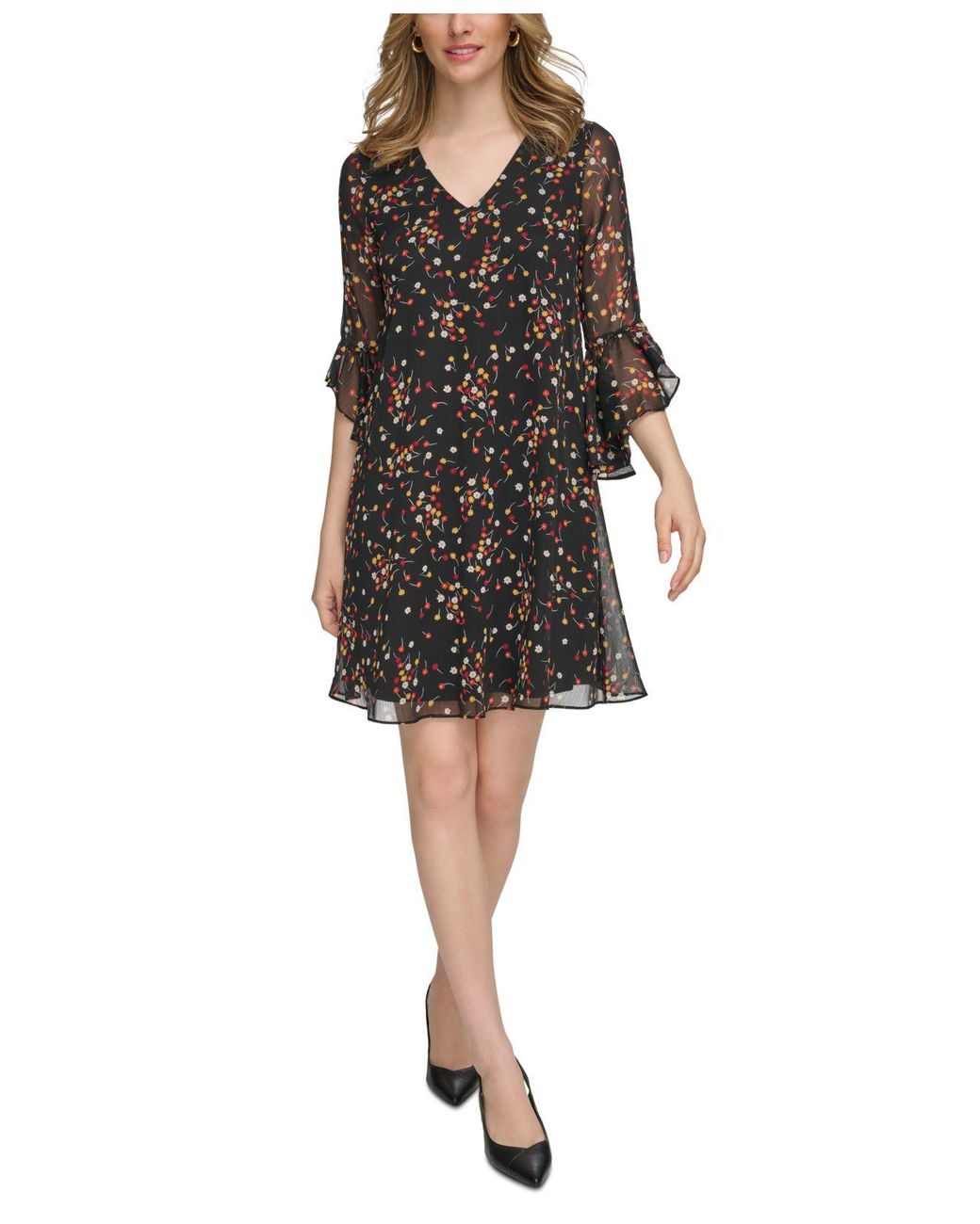 Calvin klein floral shift dress outlet