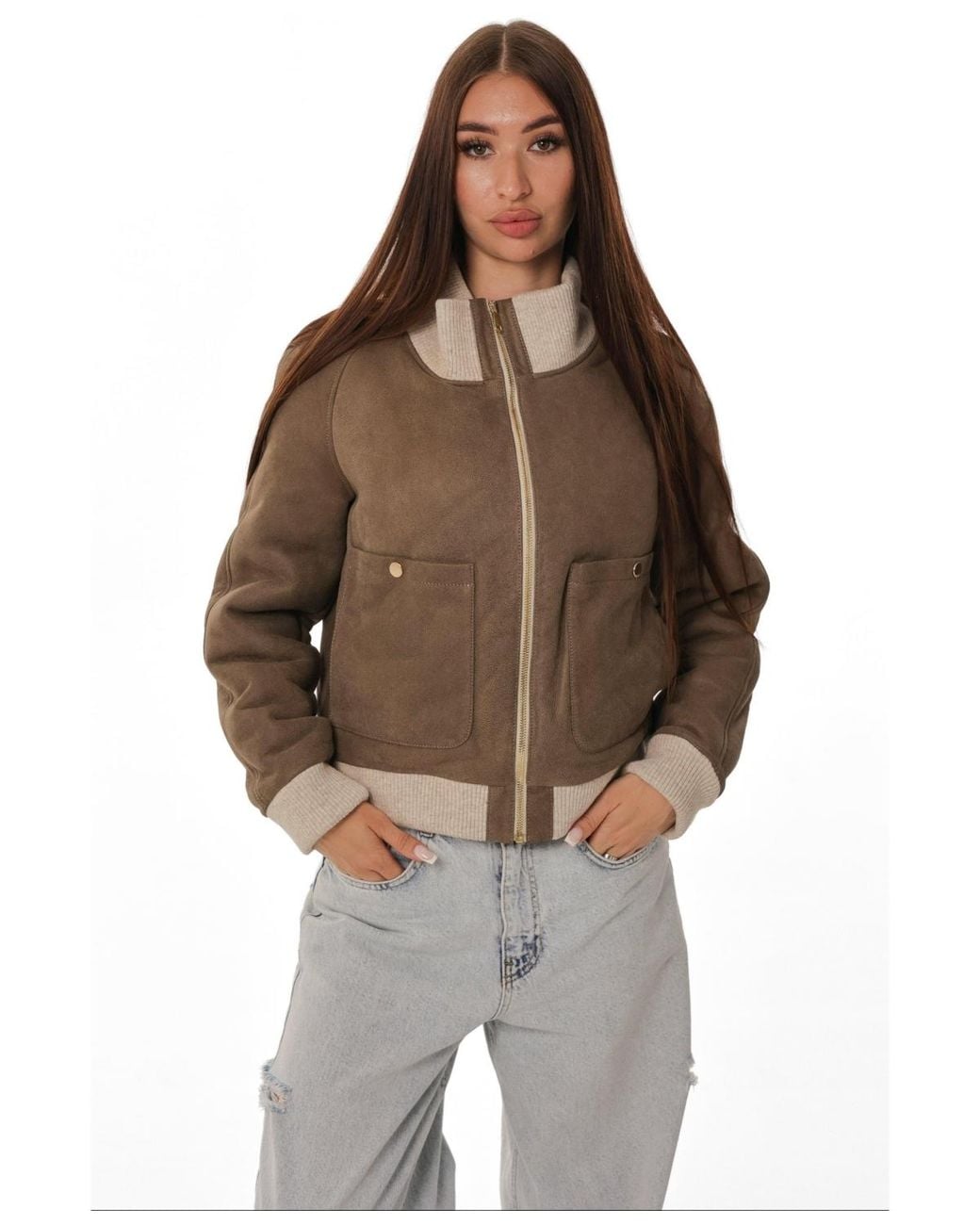 Alaska® Outerwear Brown Naples Genuine Shearling Bomber Jacket