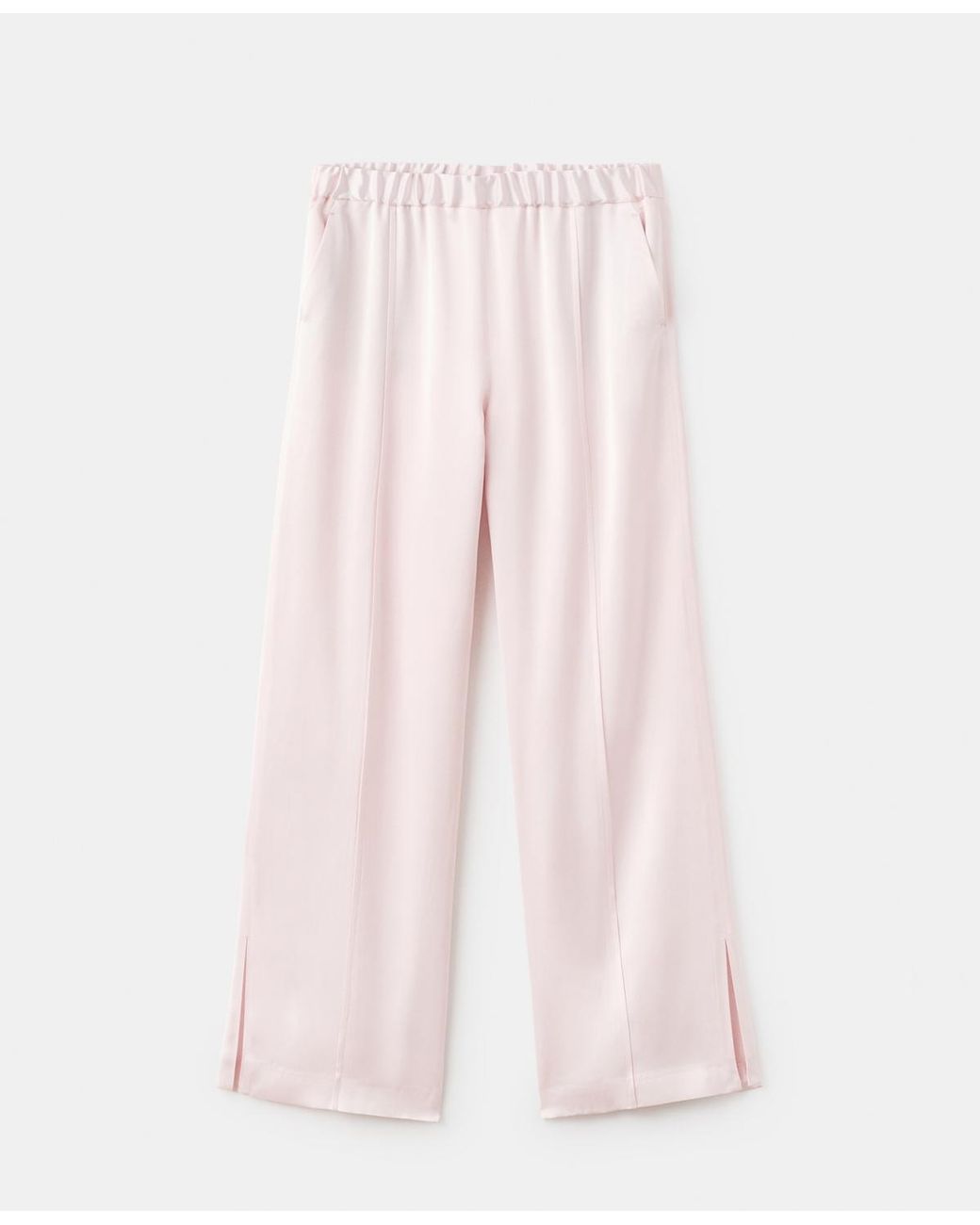 Mango Pink Side Slit Satin Pants