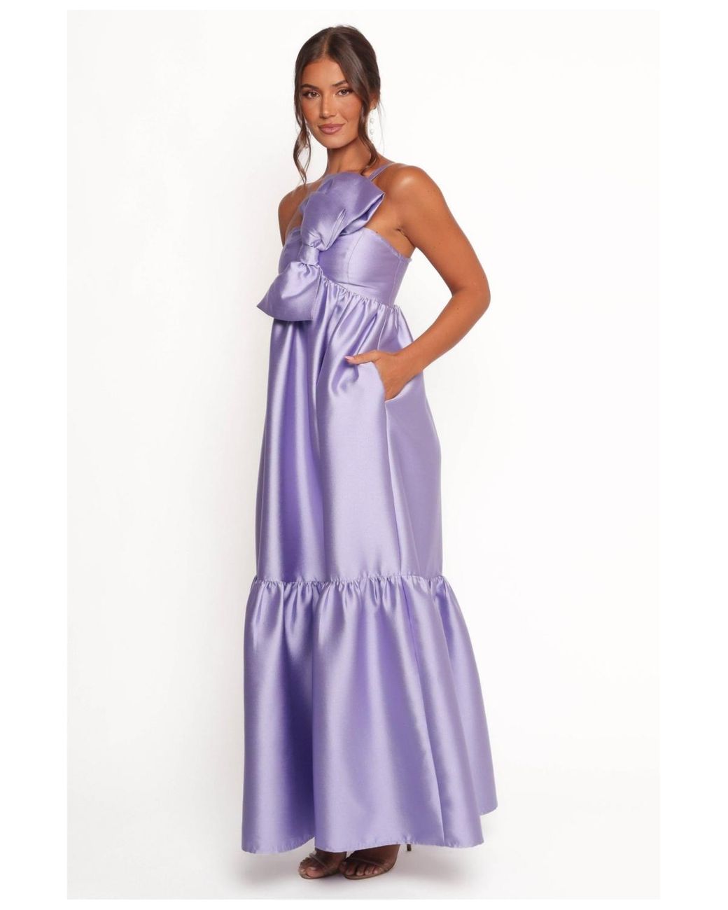 Petal & Pup Betina Bow Front Maxi Dress in Purple | Lyst