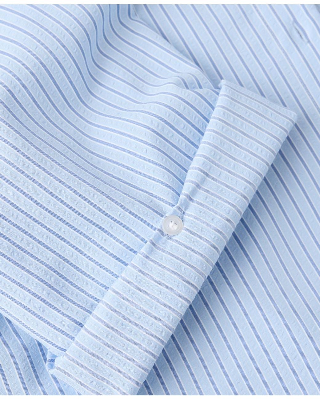 Mango Blue Striped Straight Shirt