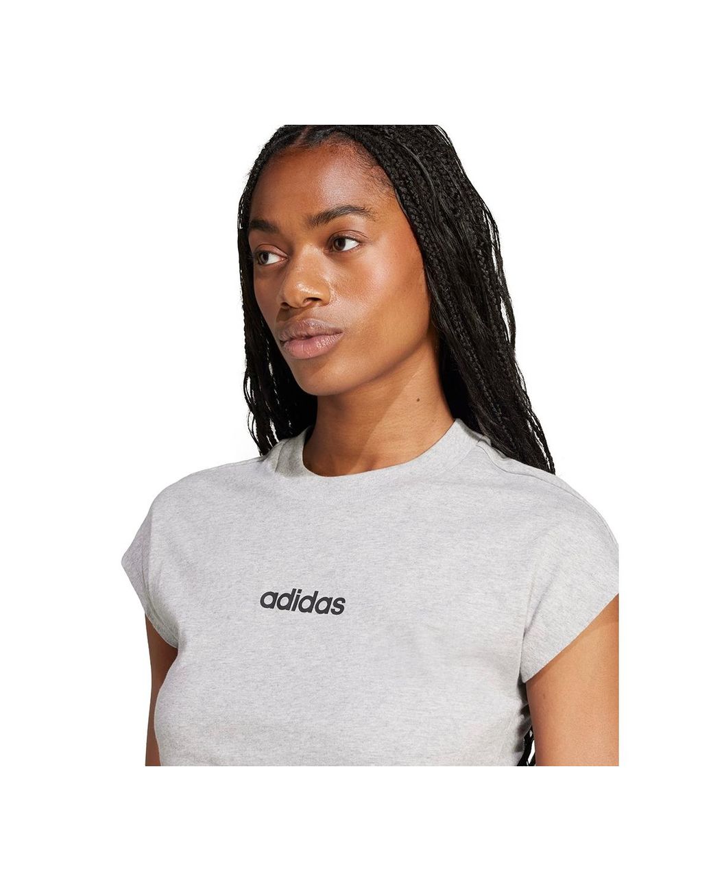 Adidas White Essentials Linear Cotton T-shirt