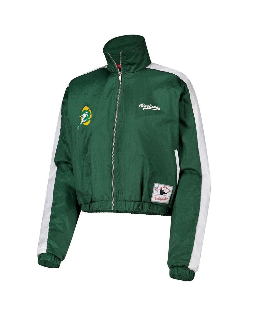 Mitchell & Ness Green Bay Packers Nylon Cropped Full-zip Jacket
