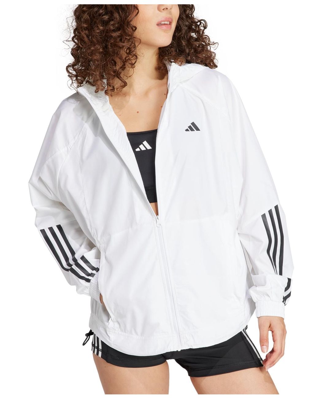Adidas windbreaker white and black sales