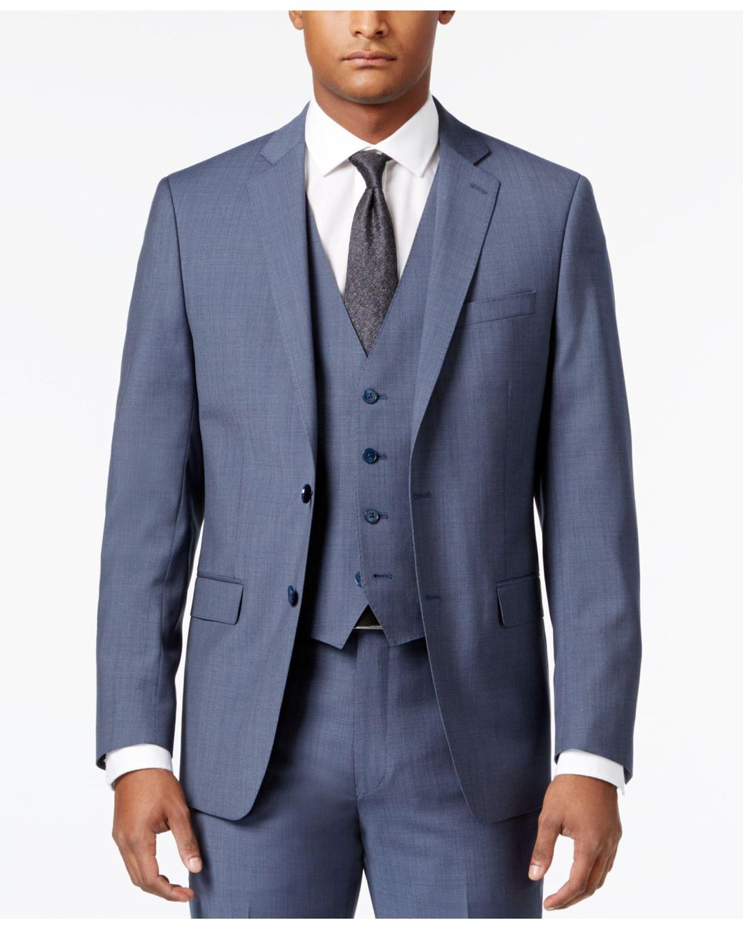 Calvin Klein Men's Extra-slim Fit Light Blue Neat Vested Suit for Men | Lyst