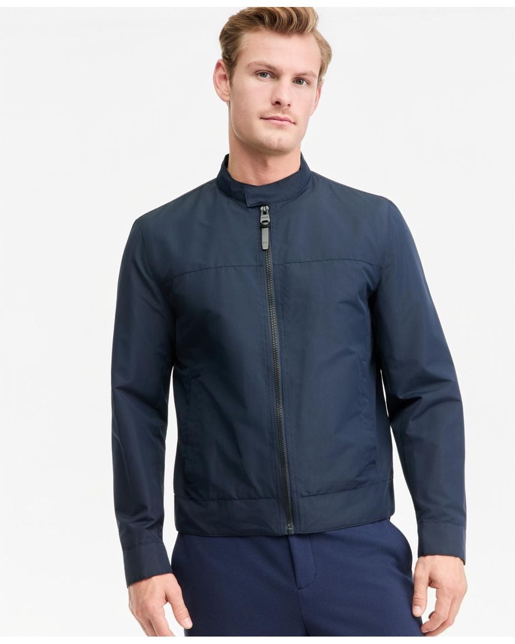 Michael Kors Blue Lightweight Moto Jacket for men