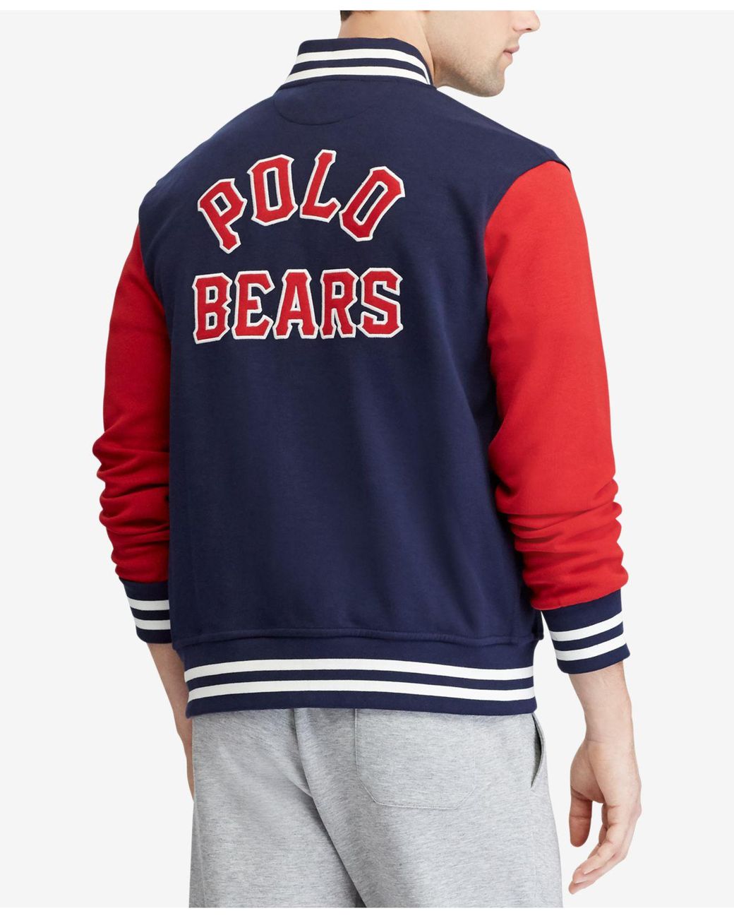 Polo Ralph Lauren Felt Polo Bear Baseball Jacket, Created For Macy's in  Blue for Men | Lyst