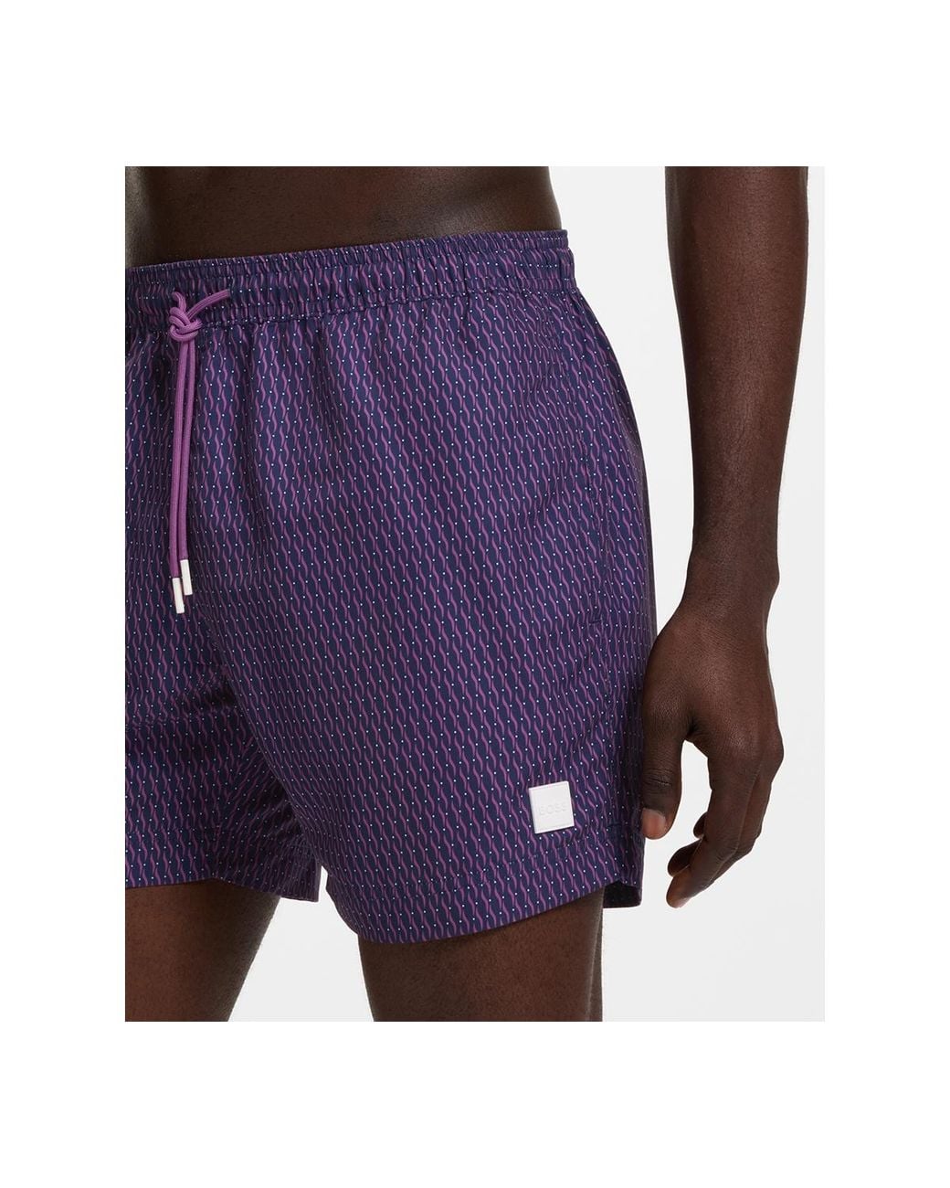 Boss Purple squiggle Print Swim Trunks for men