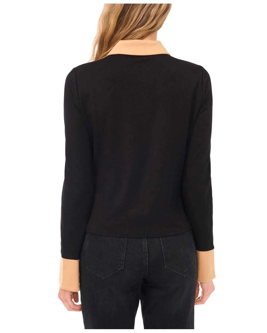 Cece Black Button Down Collared Top