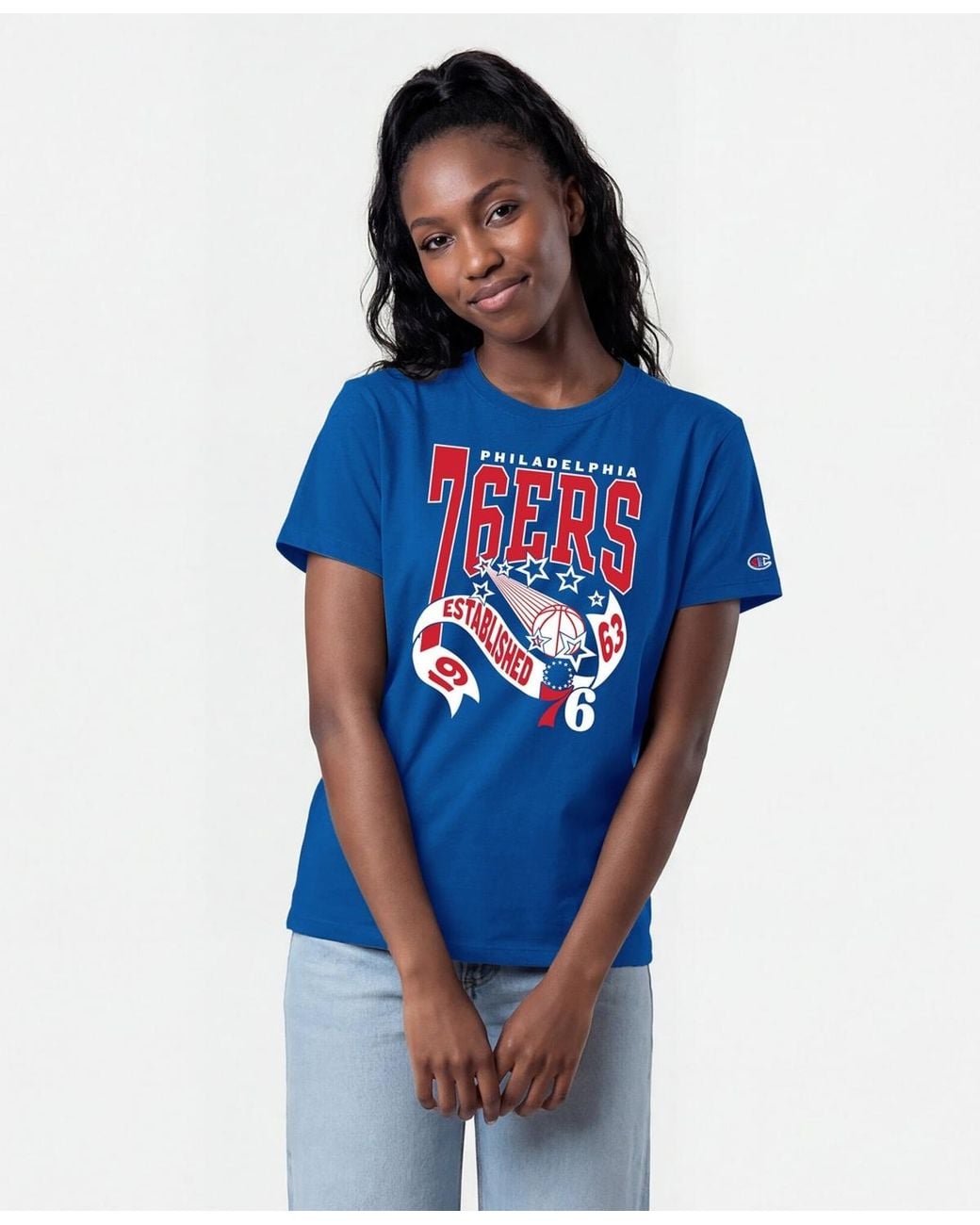 Champion Philadelphia 76ers Banner T-shirt in Blue | Lyst